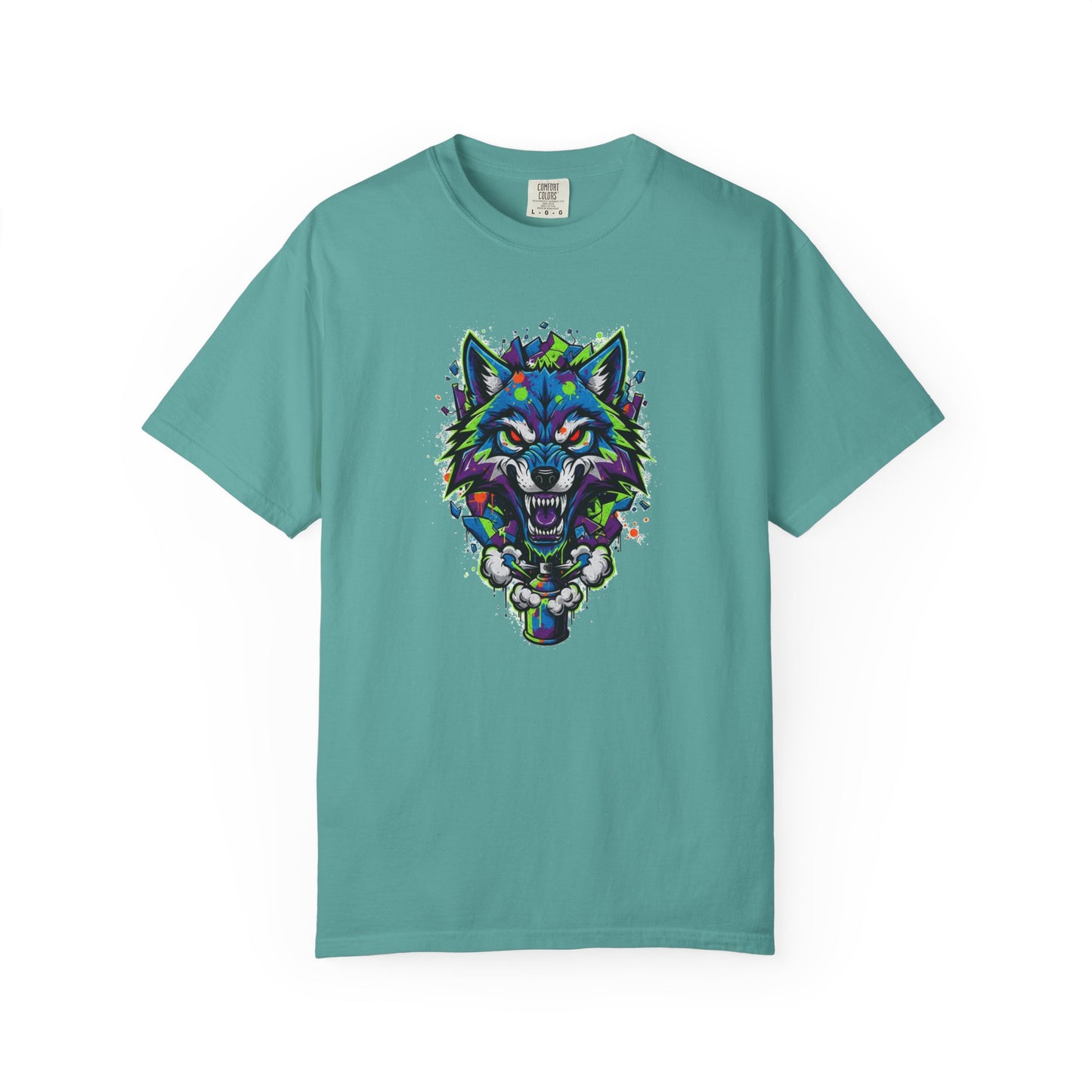Colorful Geometric Wolf T-Shirt — Vibrant Tribal Wolf Graphic Tee