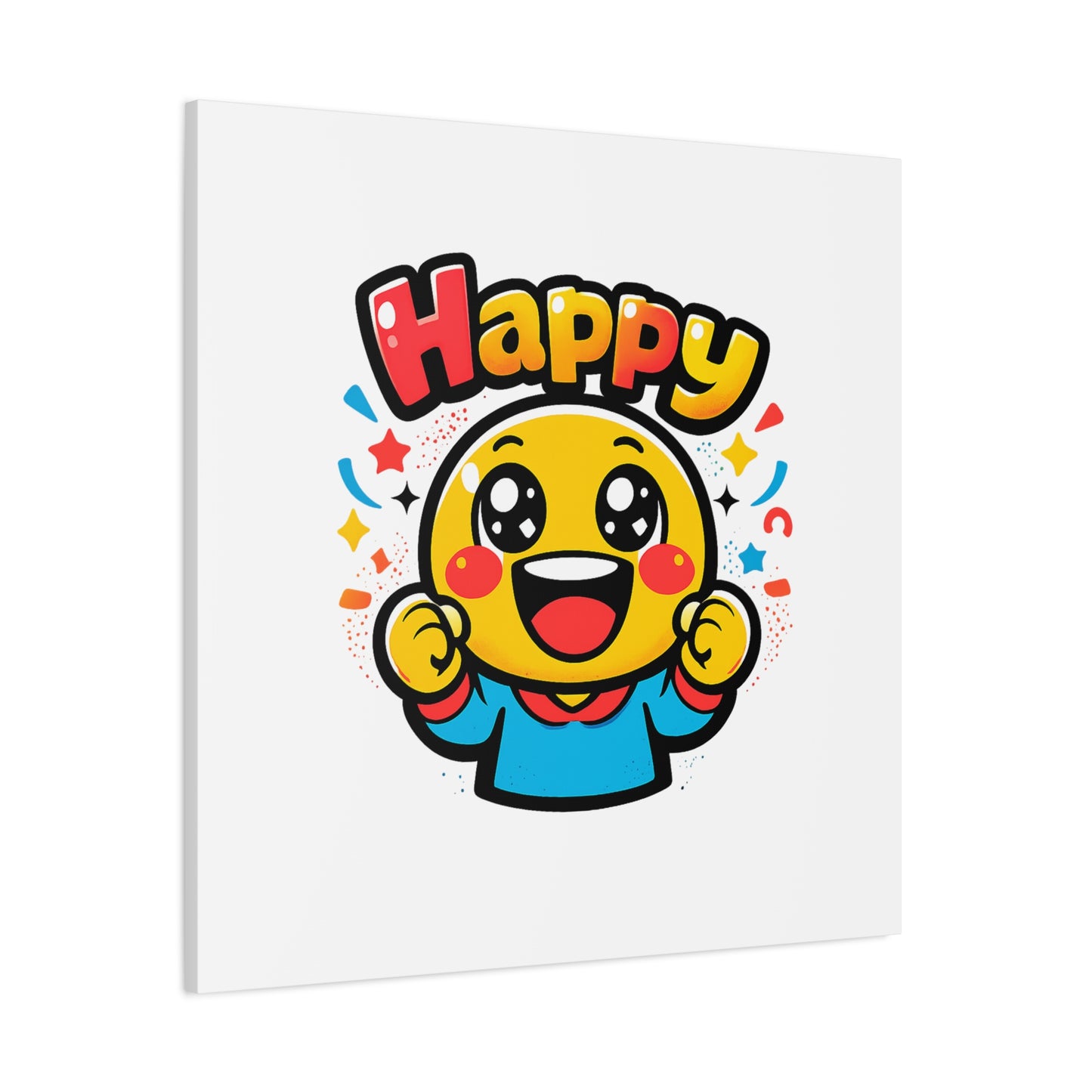 Happy Emoji Cartoon Canvas | Bold Cartoon, Thick Outline, Kawaii Minimal