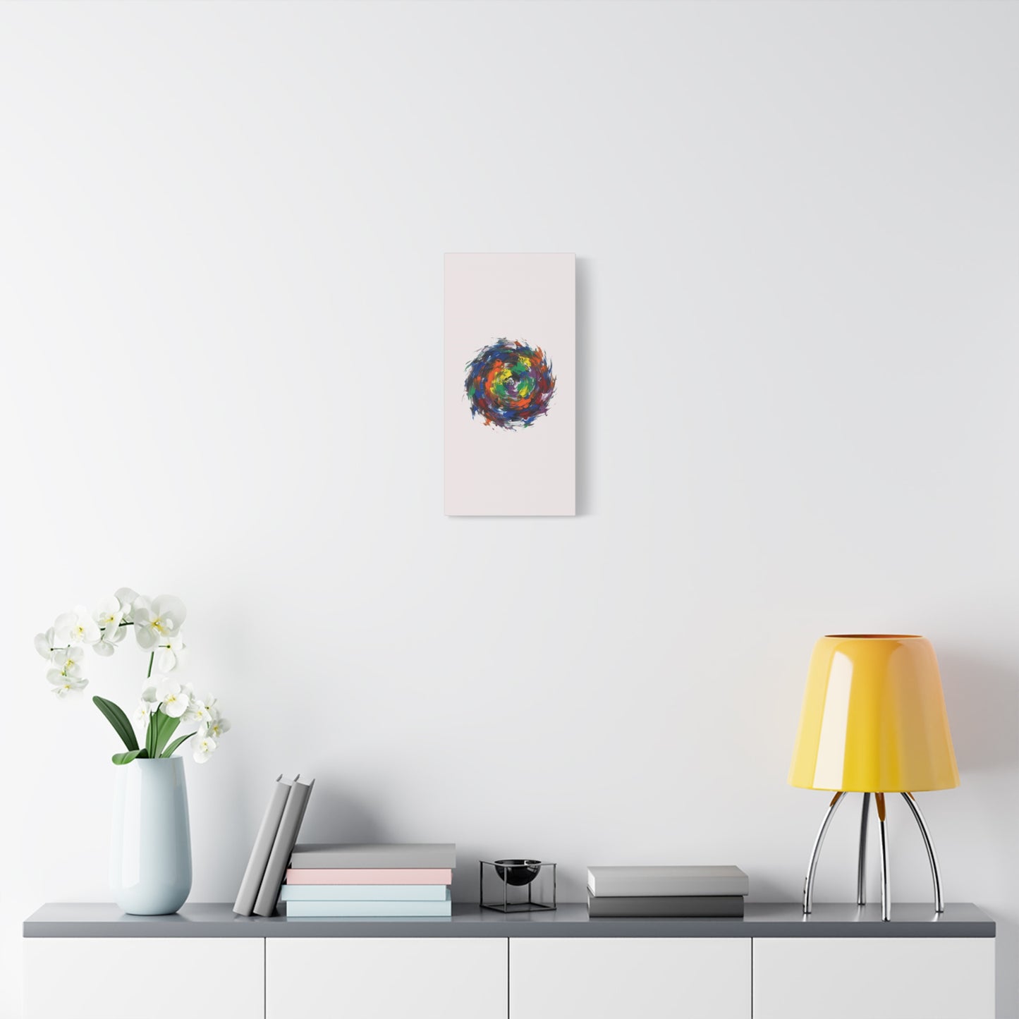 Abstract Color Swirl Canvas - Vibrant Circular Brushstroke Wall Art (Matte Stretched)
