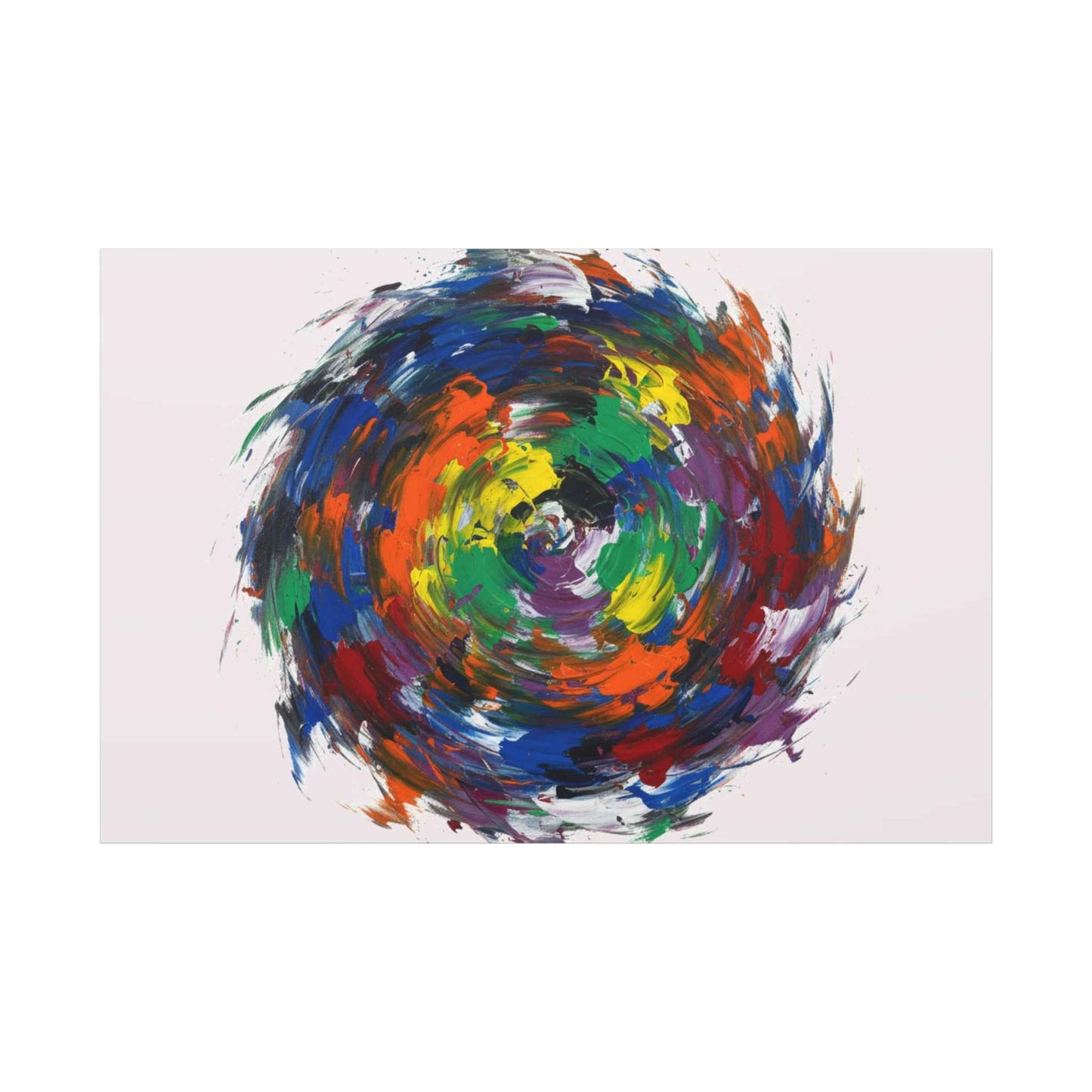Abstract Color Swirl Canvas - Vibrant Circular Brushstroke Wall Art (Matte Stretched)