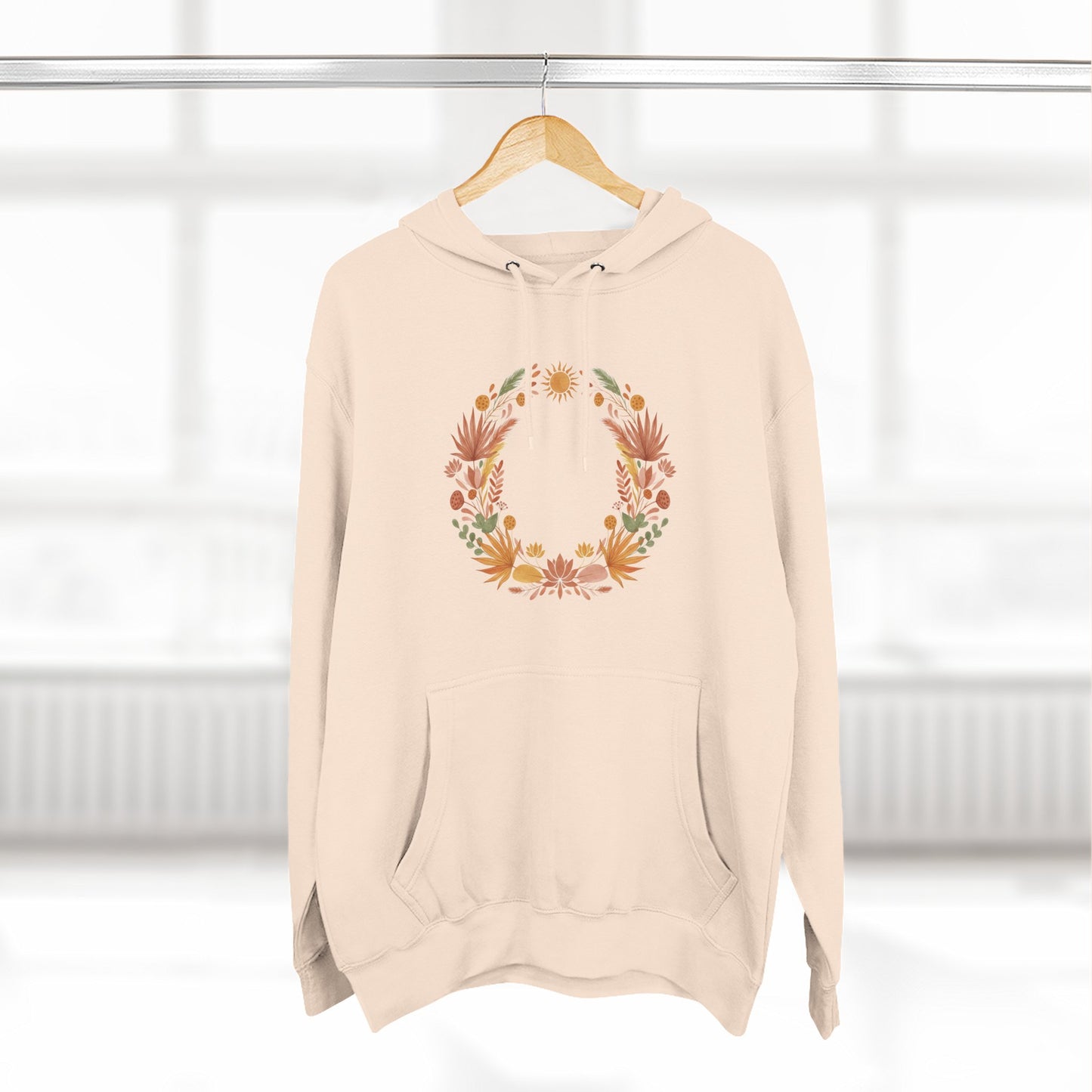 Floral Wreath Hoodie — Autumn Botanical Pullover