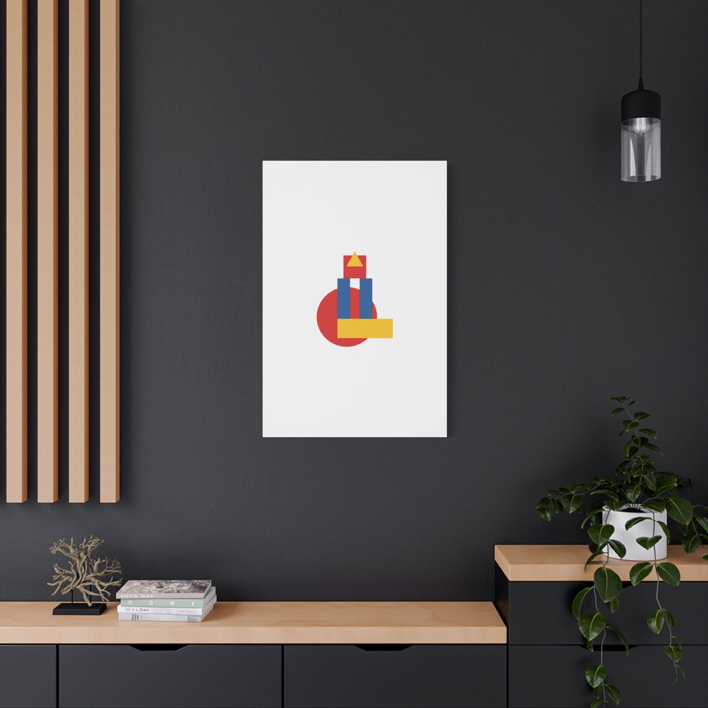 Abstract Geometric Shape Canvas Print — Minimalist Primary Color Wall Art