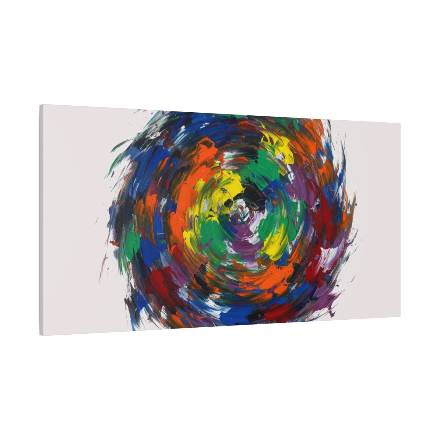 Abstract Color Swirl Canvas - Vibrant Circular Brushstroke Wall Art (Matte Stretched)