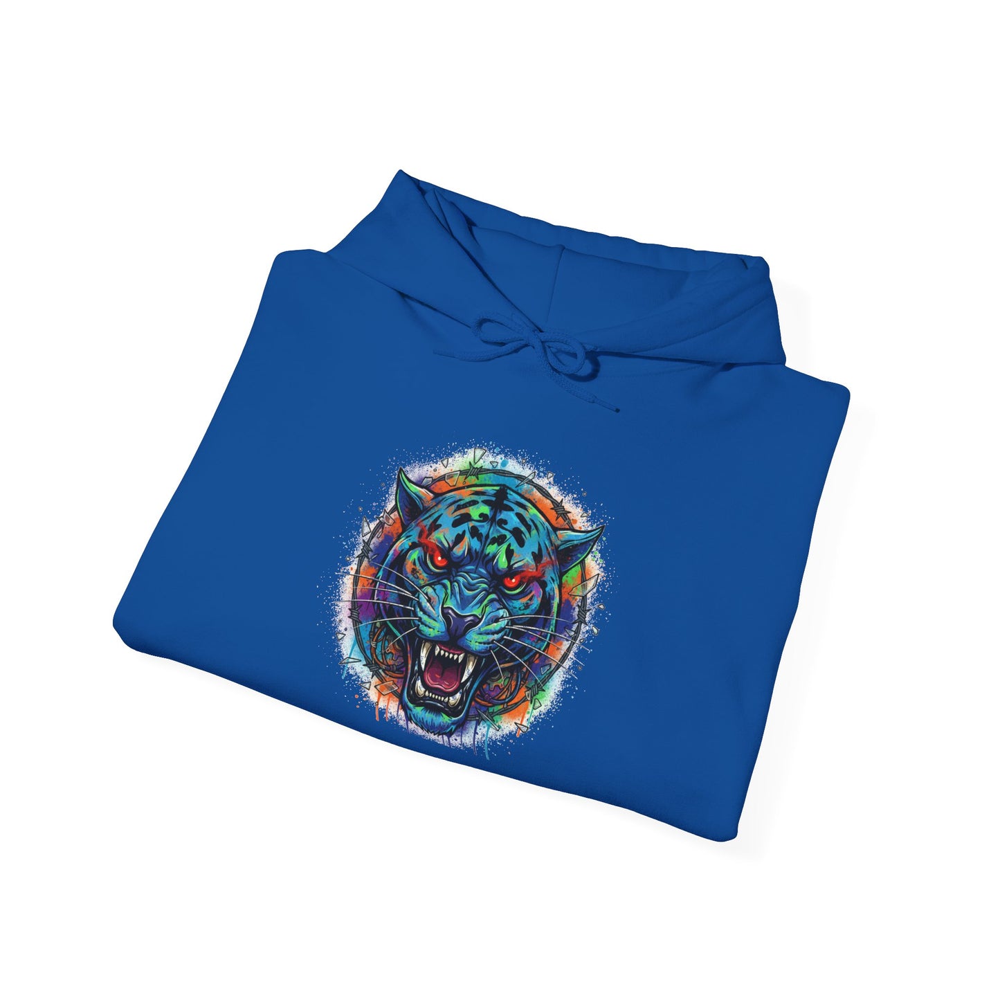 Wolf Head Hoodie — Vibrant Tribal Neon Wolf Sweatshirt