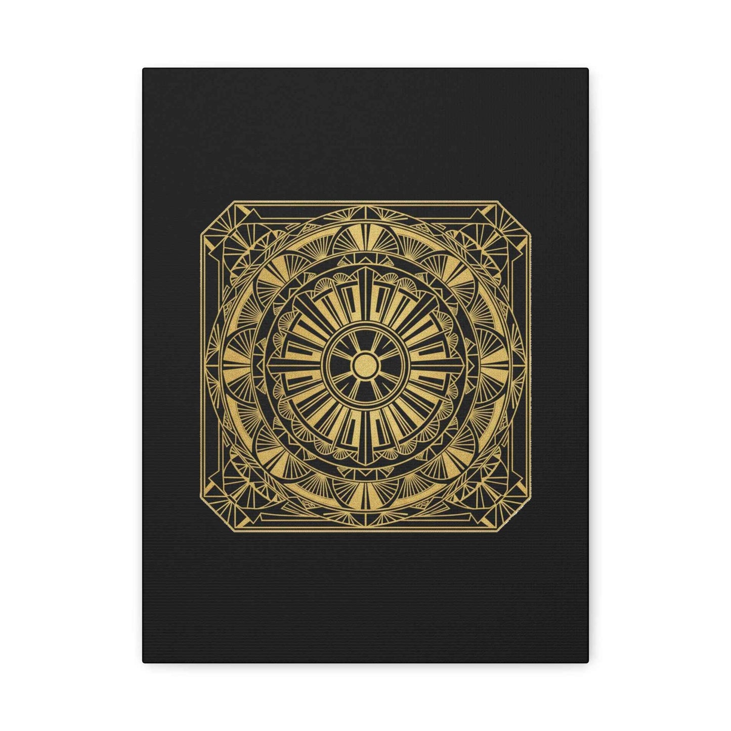 Gold Mandala Canvas Wall Art — Geometric Boho Matte Stretched Canvas