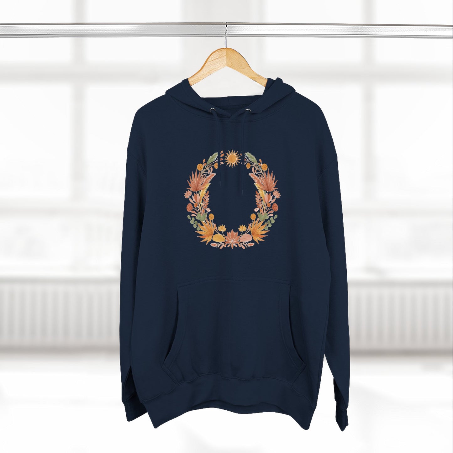 Floral Wreath Hoodie — Autumn Botanical Pullover