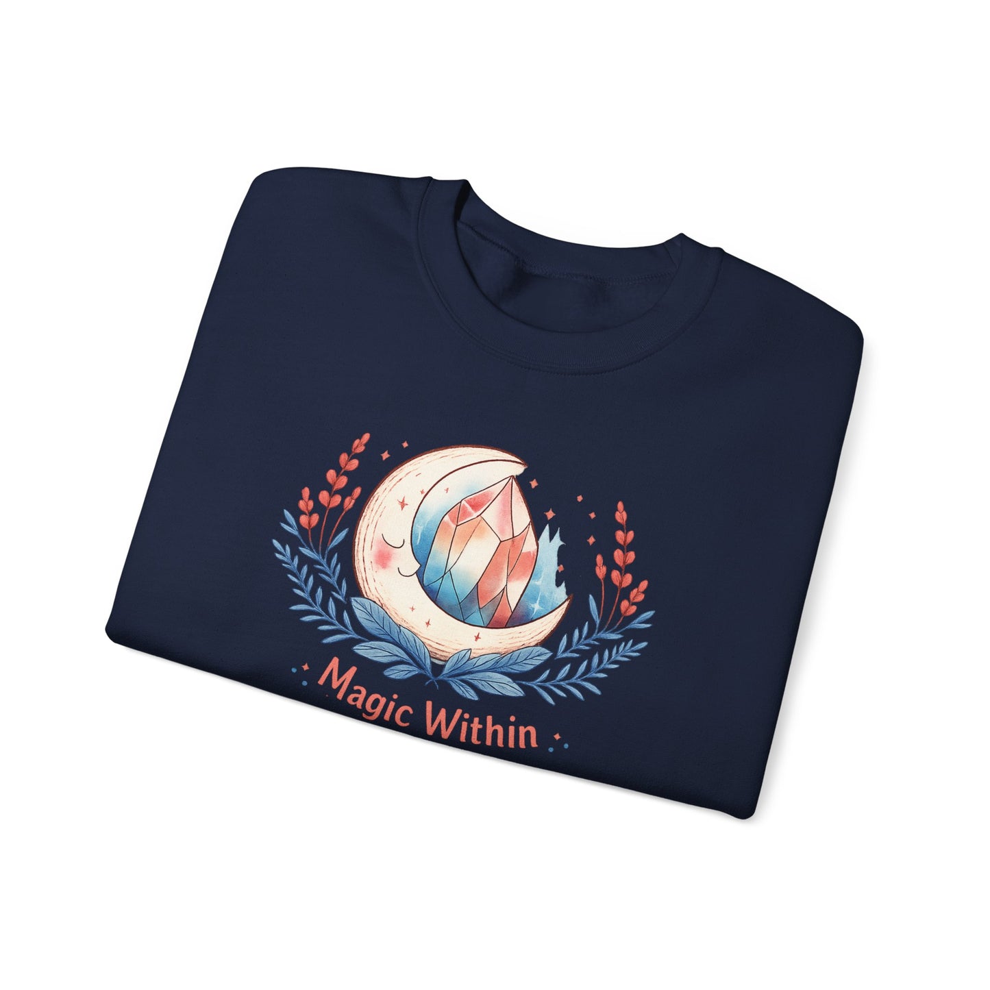 Magic Within crystal wreath Sweatshirt | witchcore, moon phase, crystals