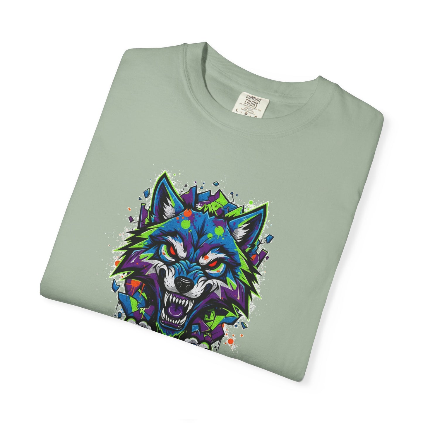 Colorful Geometric Wolf T-Shirt — Vibrant Tribal Wolf Graphic Tee