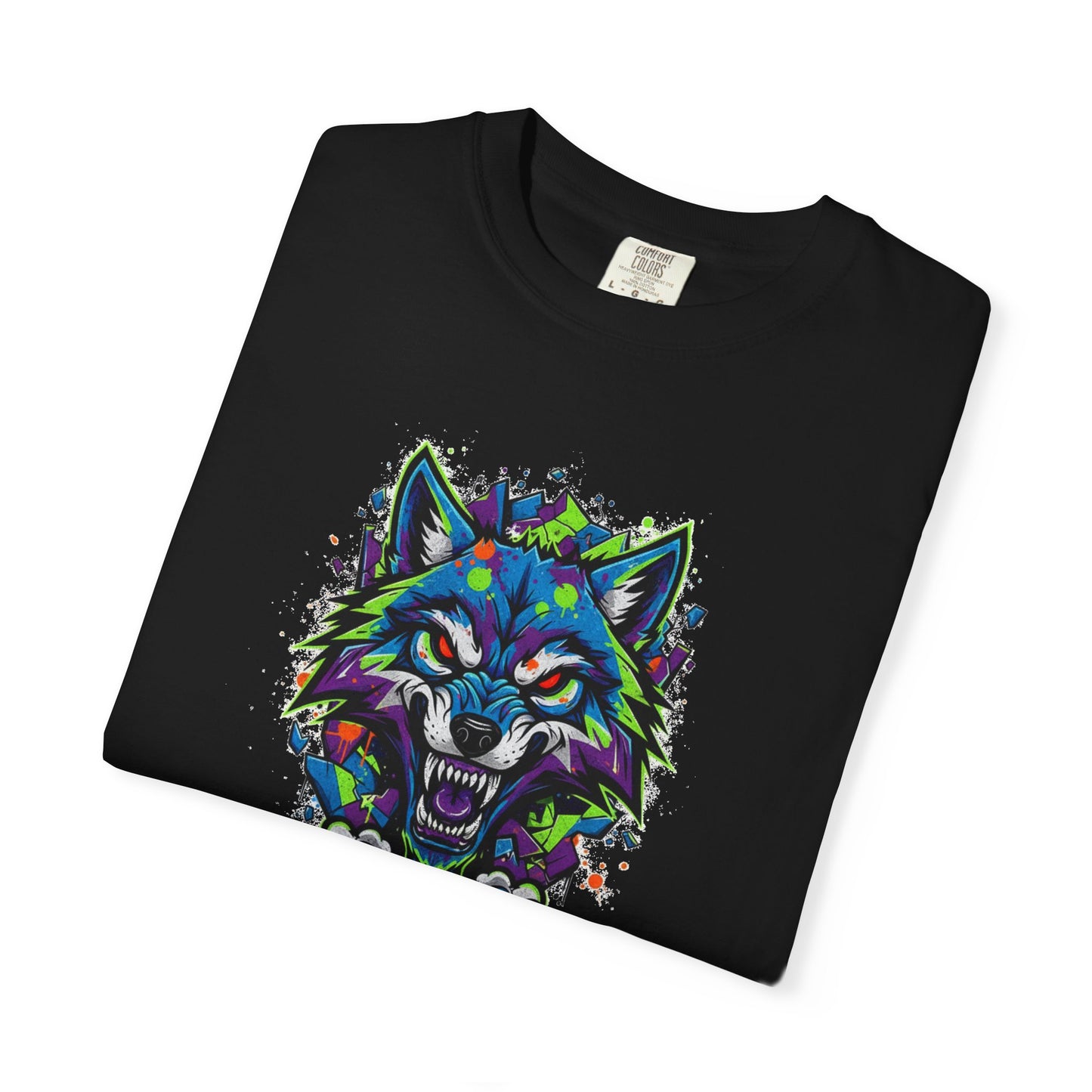 Colorful Geometric Wolf T-Shirt — Vibrant Tribal Wolf Graphic Tee