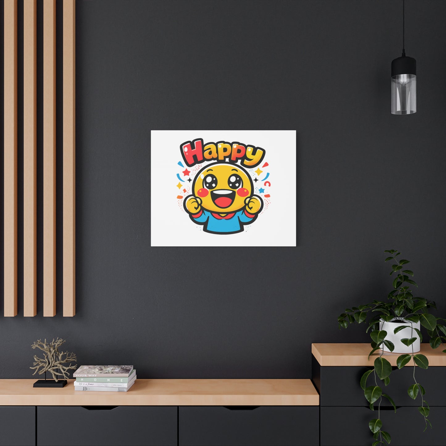 Happy Emoji Cartoon Canvas | Bold Cartoon, Thick Outline, Kawaii Minimal