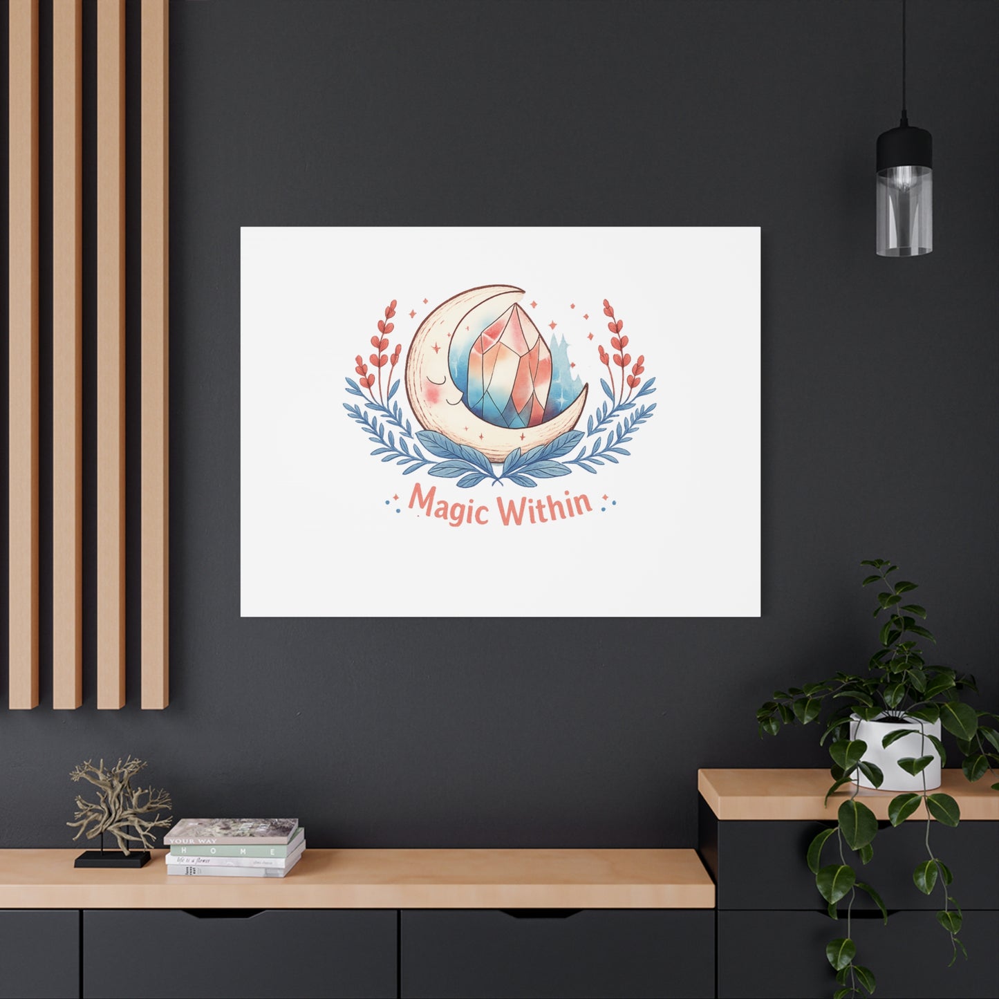 Magic Within Moon Crystal Canvas | witchcore, moon phase, crystals