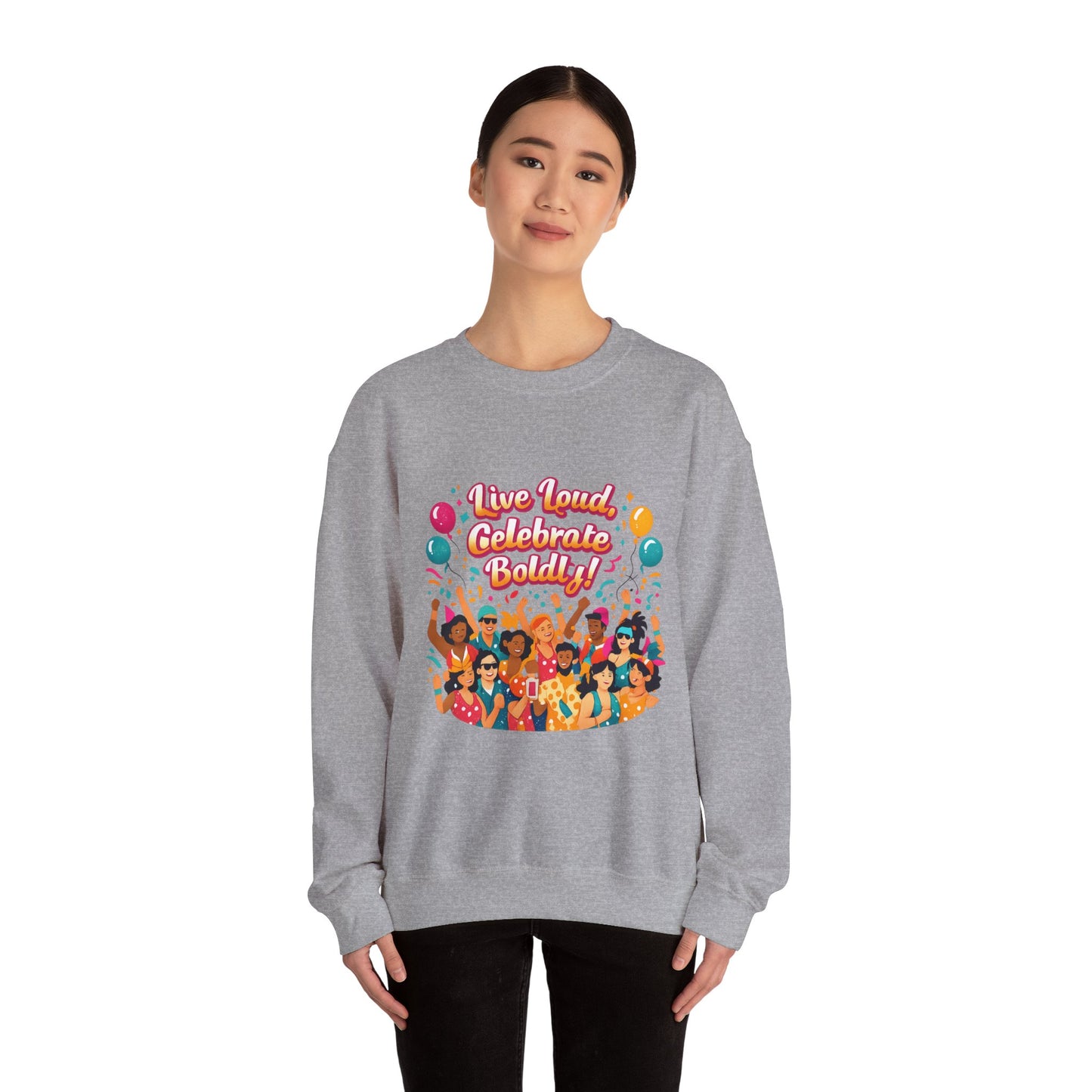 Celebrate Boldly Sweatshirt | carnival confetti colorblocked neon brights