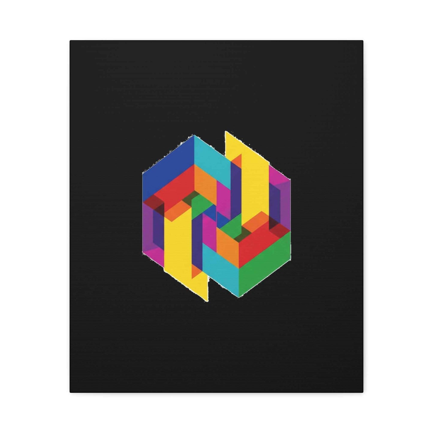 Colorful Geometric Cube Canvas Print — Modern Abstract Wall Art