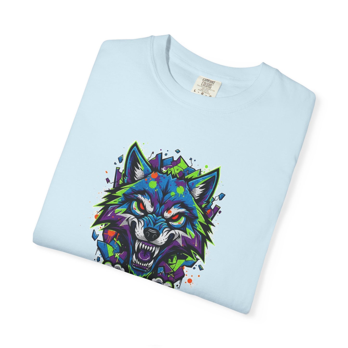 Colorful Geometric Wolf T-Shirt — Vibrant Tribal Wolf Graphic Tee