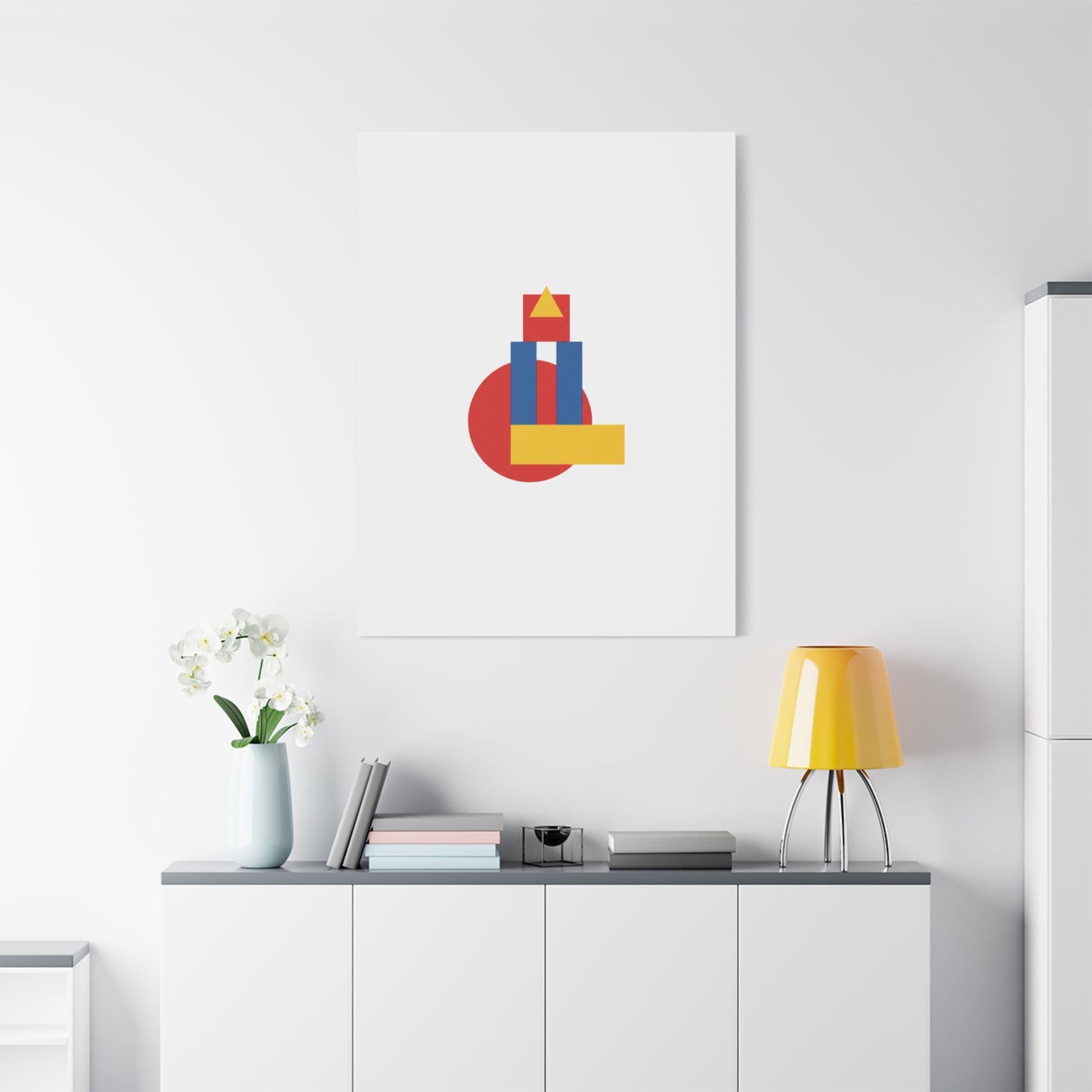 Abstract Geometric Shape Canvas Print — Minimalist Primary Color Wall Art