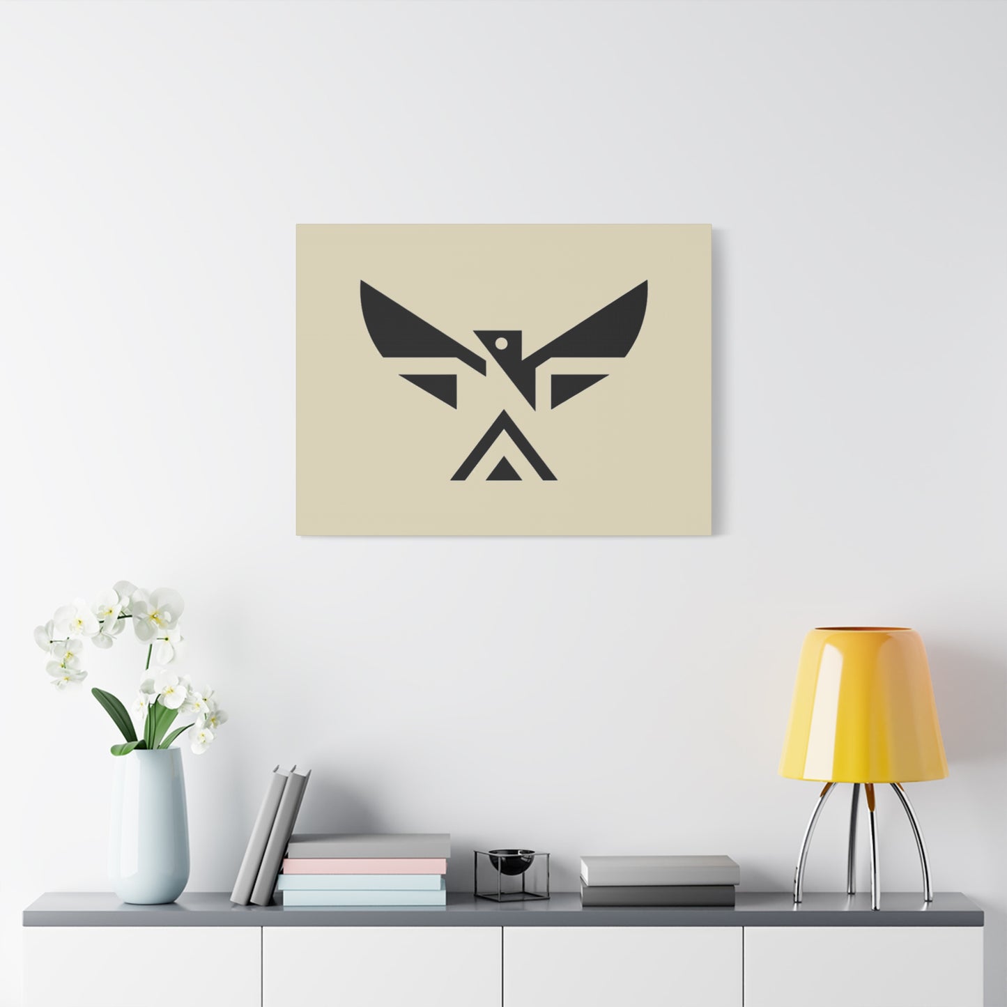 Minimalist Geometric Eagle Canvas Print — Modern Native-Inspired Wall Art
