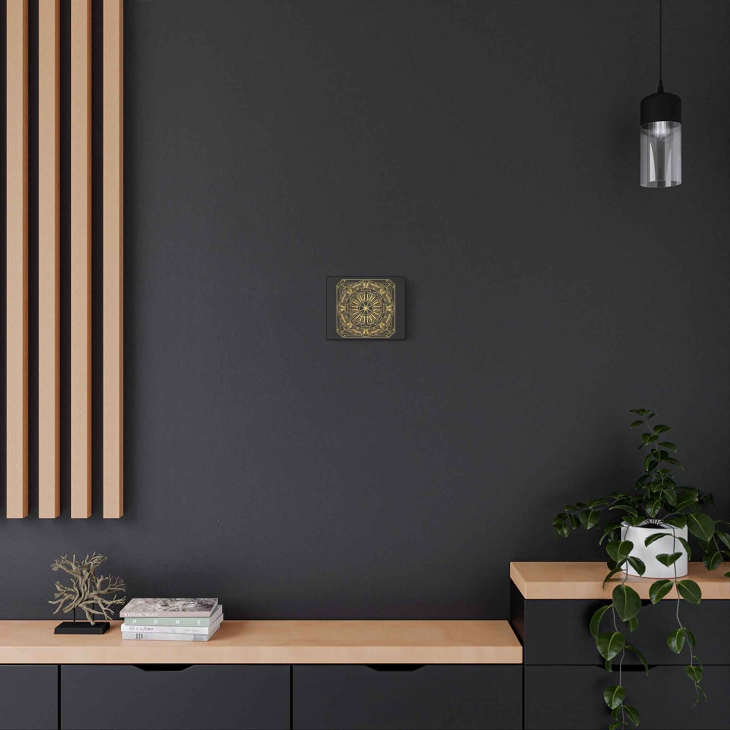 Gold Mandala Canvas Wall Art — Geometric Boho Matte Stretched Canvas