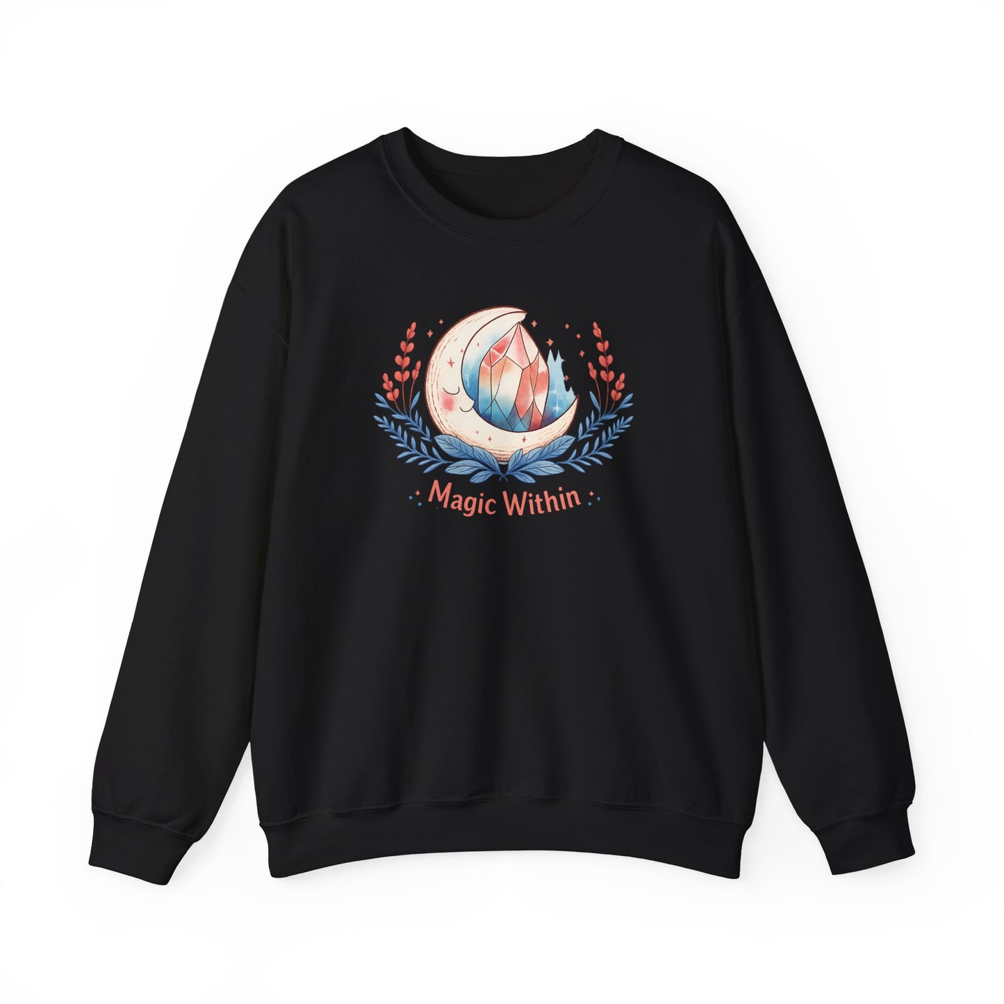 Magic Within crystal wreath Sweatshirt | witchcore, moon phase, crystals