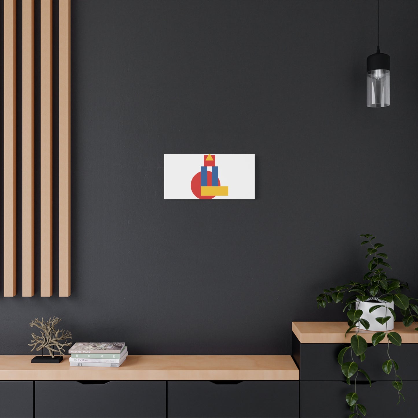 Abstract Geometric Shape Canvas Print — Minimalist Primary Color Wall Art