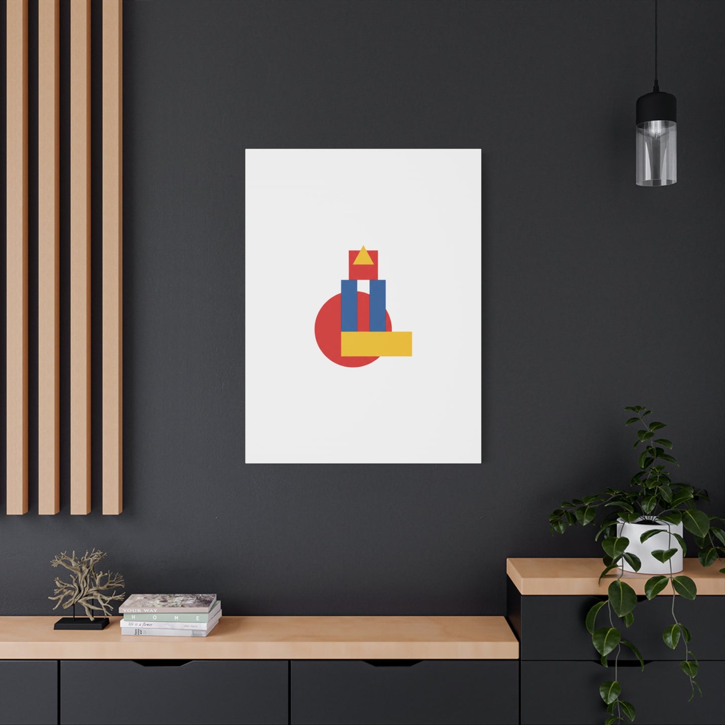 Abstract Geometric Shape Canvas Print — Minimalist Primary Color Wall Art