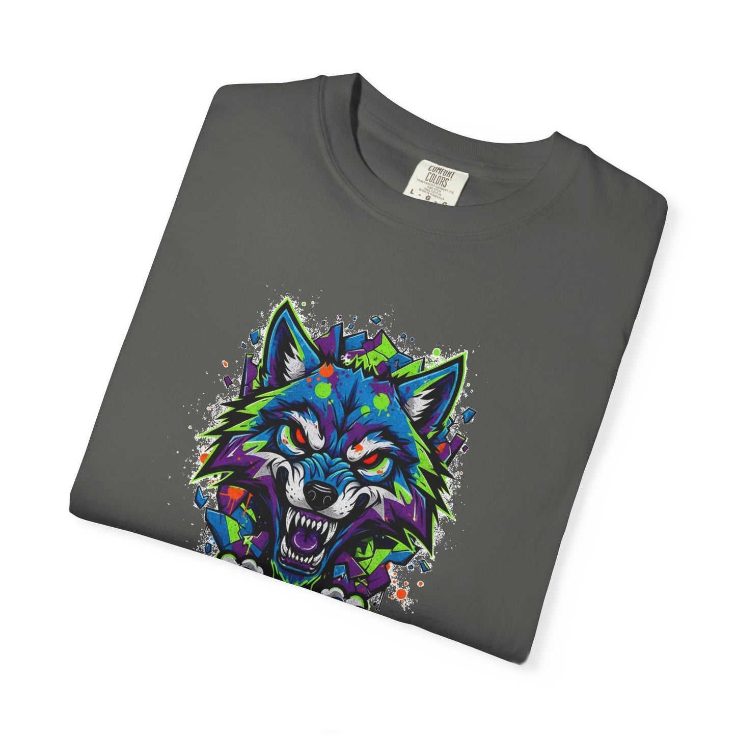 Colorful Geometric Wolf T-Shirt — Vibrant Tribal Wolf Graphic Tee