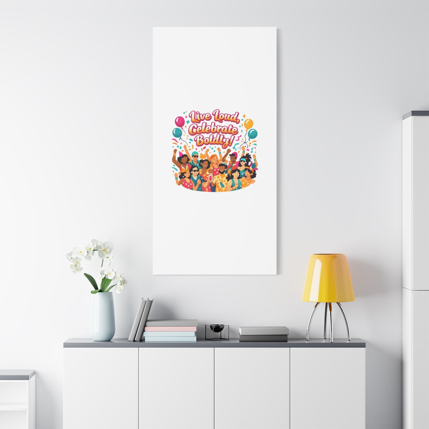 Live Loud Celebrate Boldly Canvas | Carnival Fiesta Confetti, Neon brights