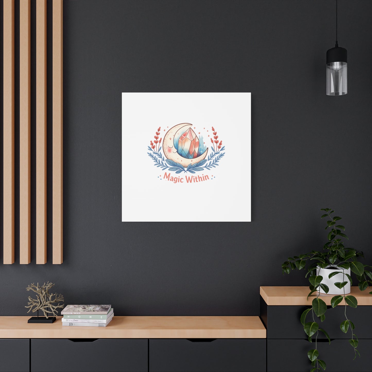 Magic Within Moon Crystal Canvas | witchcore, moon phase, crystals