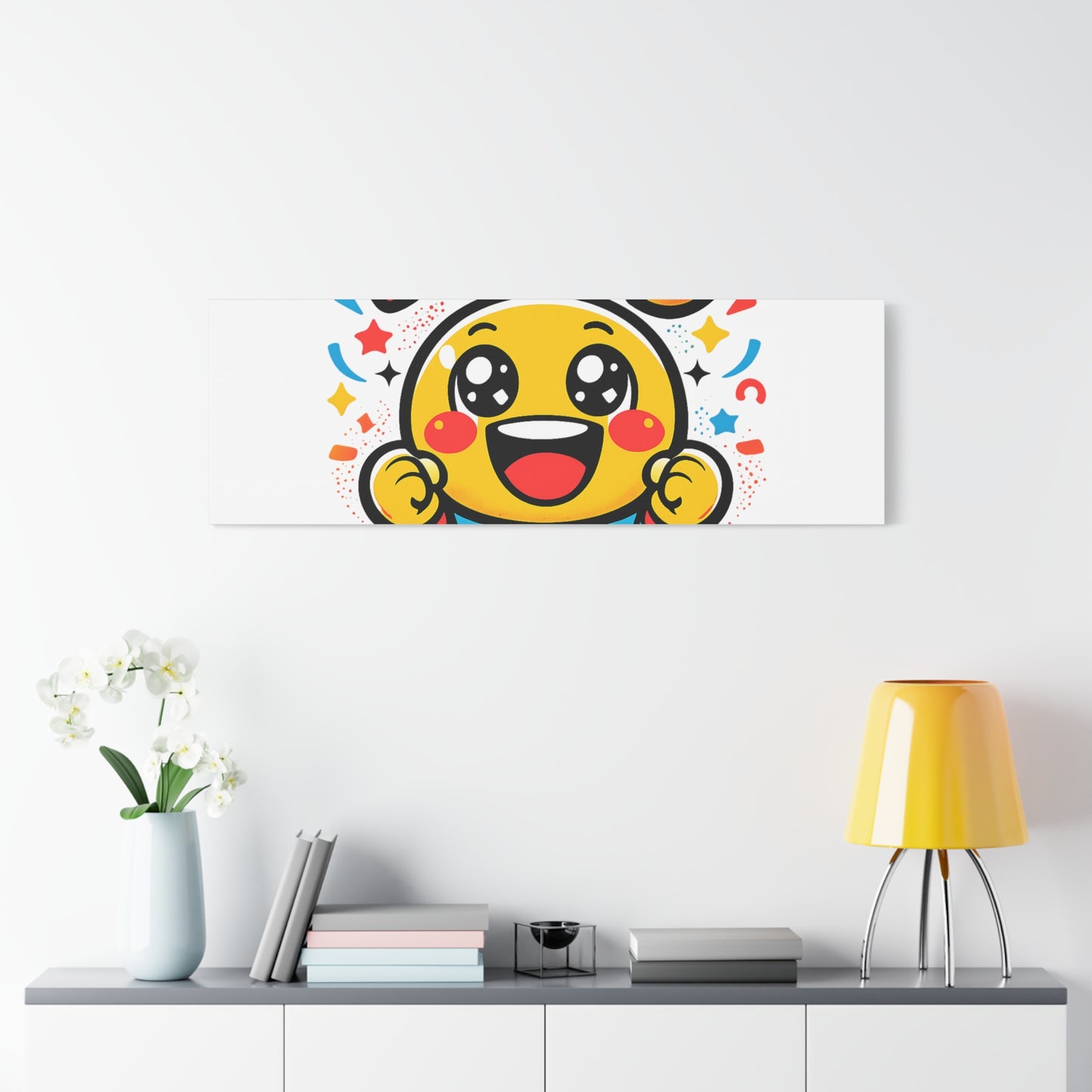 Happy Emoji Cartoon Canvas | Bold Cartoon, Thick Outline, Kawaii Minimal