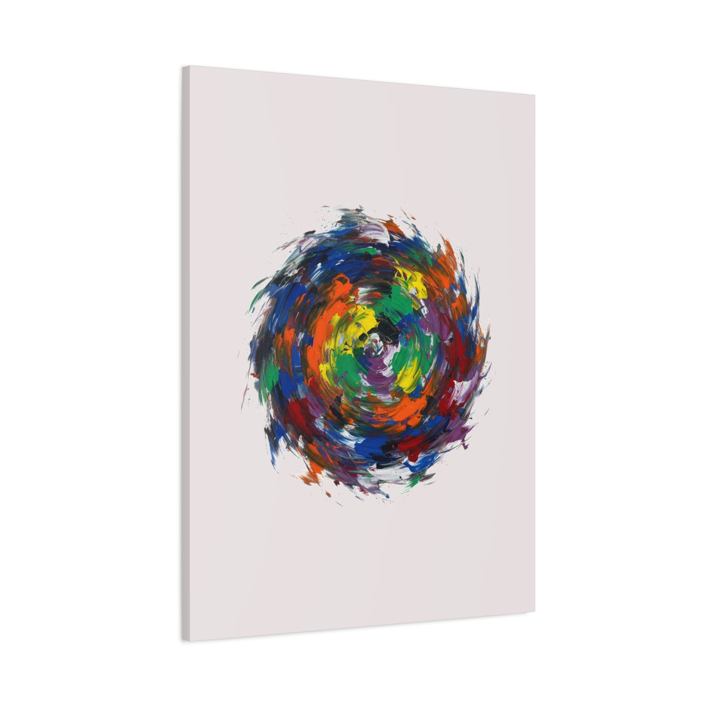Abstract Color Swirl Canvas - Vibrant Circular Brushstroke Wall Art (Matte Stretched)