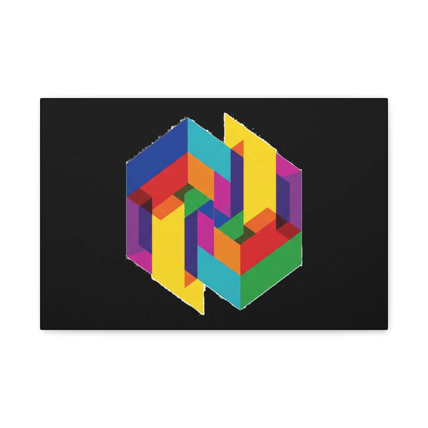 Colorful Geometric Cube Canvas Print — Modern Abstract Wall Art