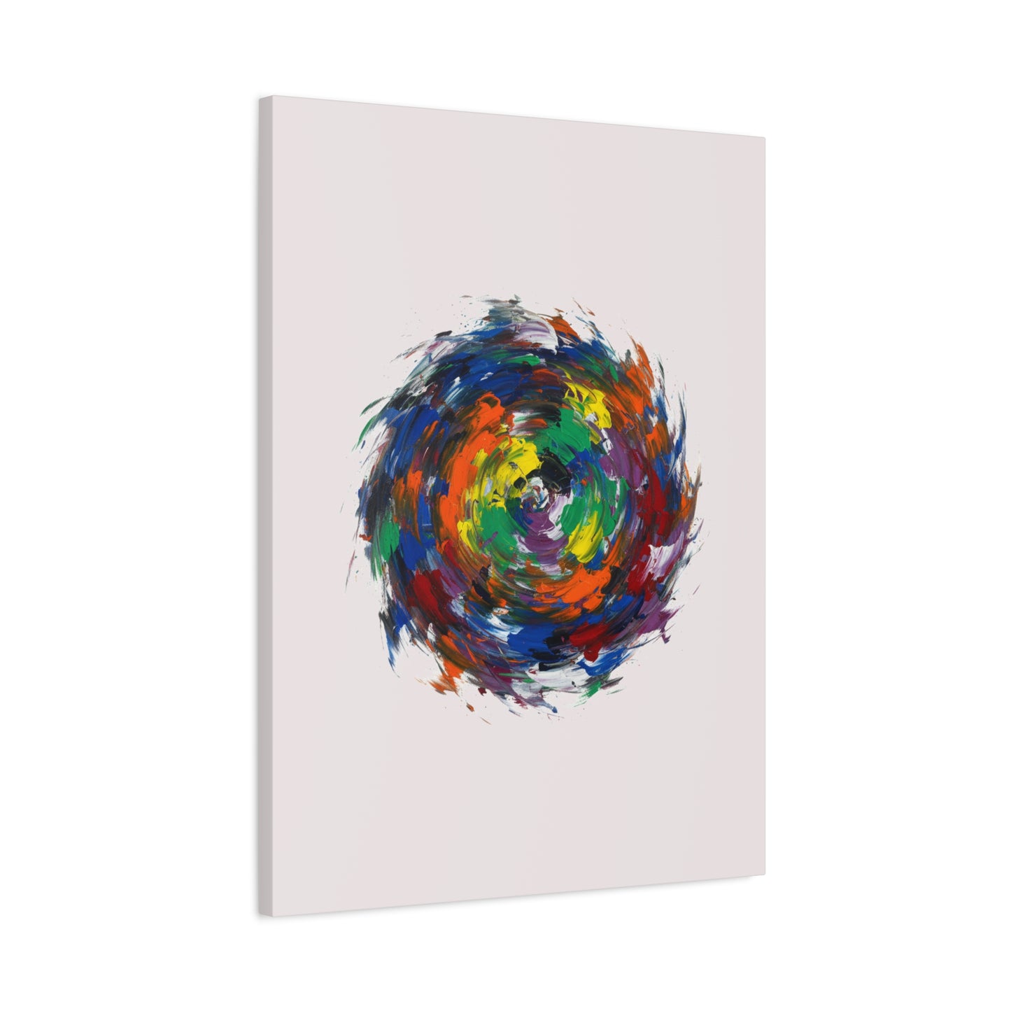 Abstract Color Swirl Canvas - Vibrant Circular Brushstroke Wall Art (Matte Stretched)