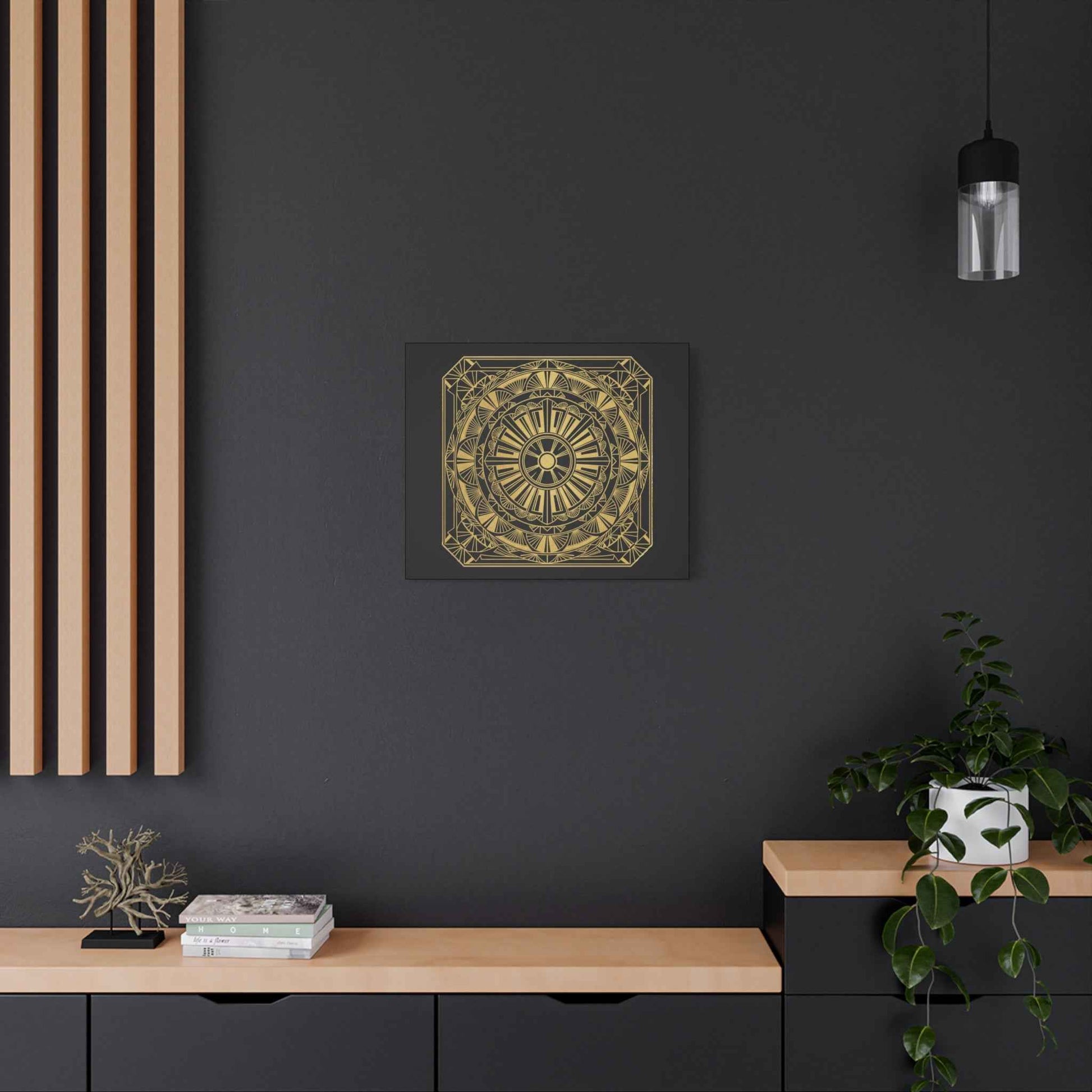 Gold Mandala Canvas Wall Art — Geometric Boho Matte Stretched Canvas