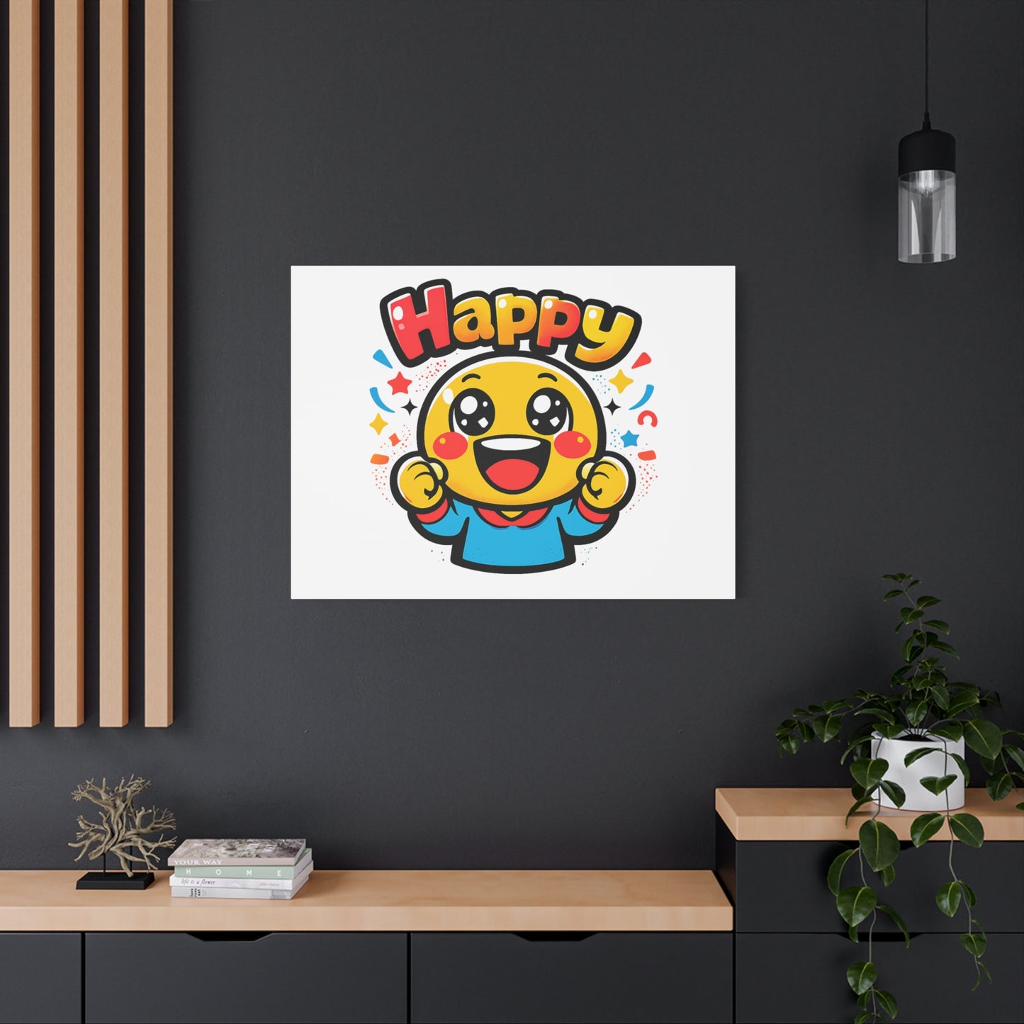 Happy Emoji Cartoon Canvas | Bold Cartoon, Thick Outline, Kawaii Minimal