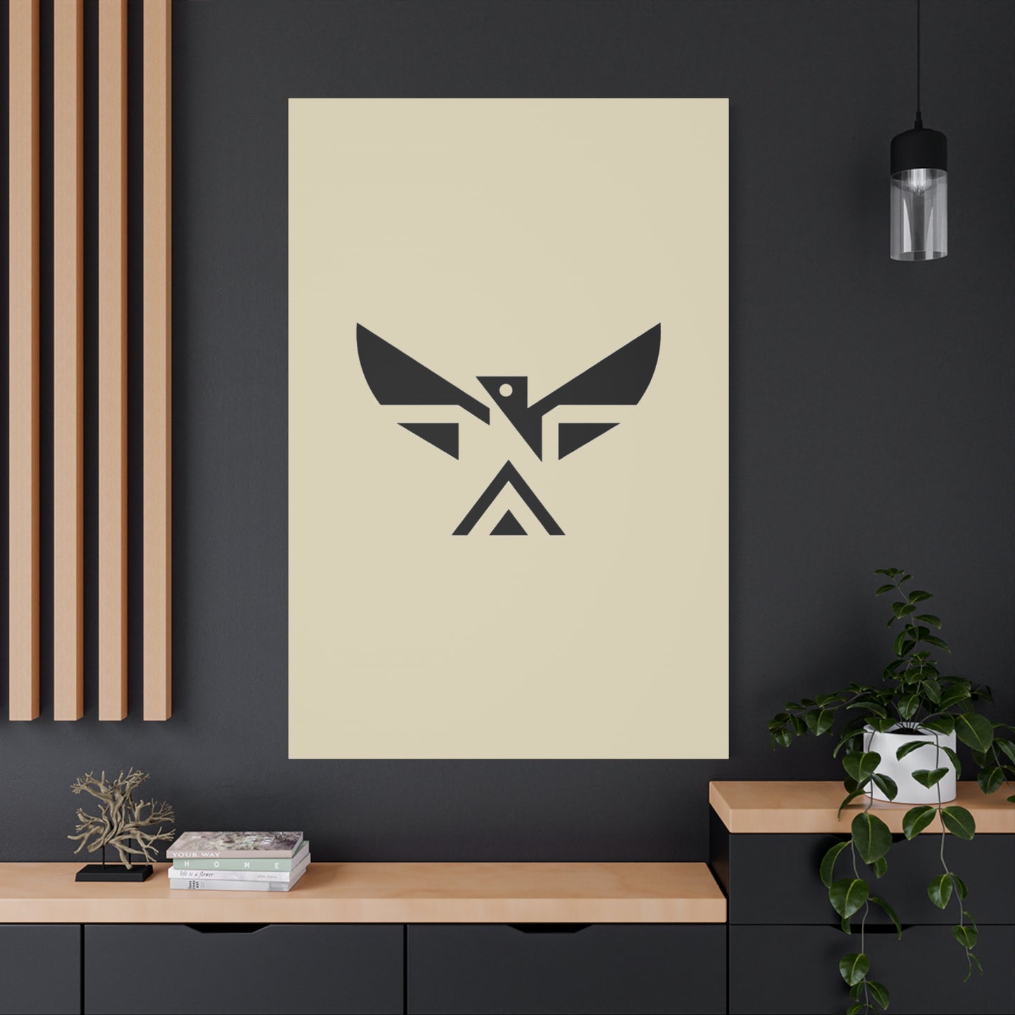 Minimalist Geometric Eagle Canvas Print — Modern Native-Inspired Wall Art
