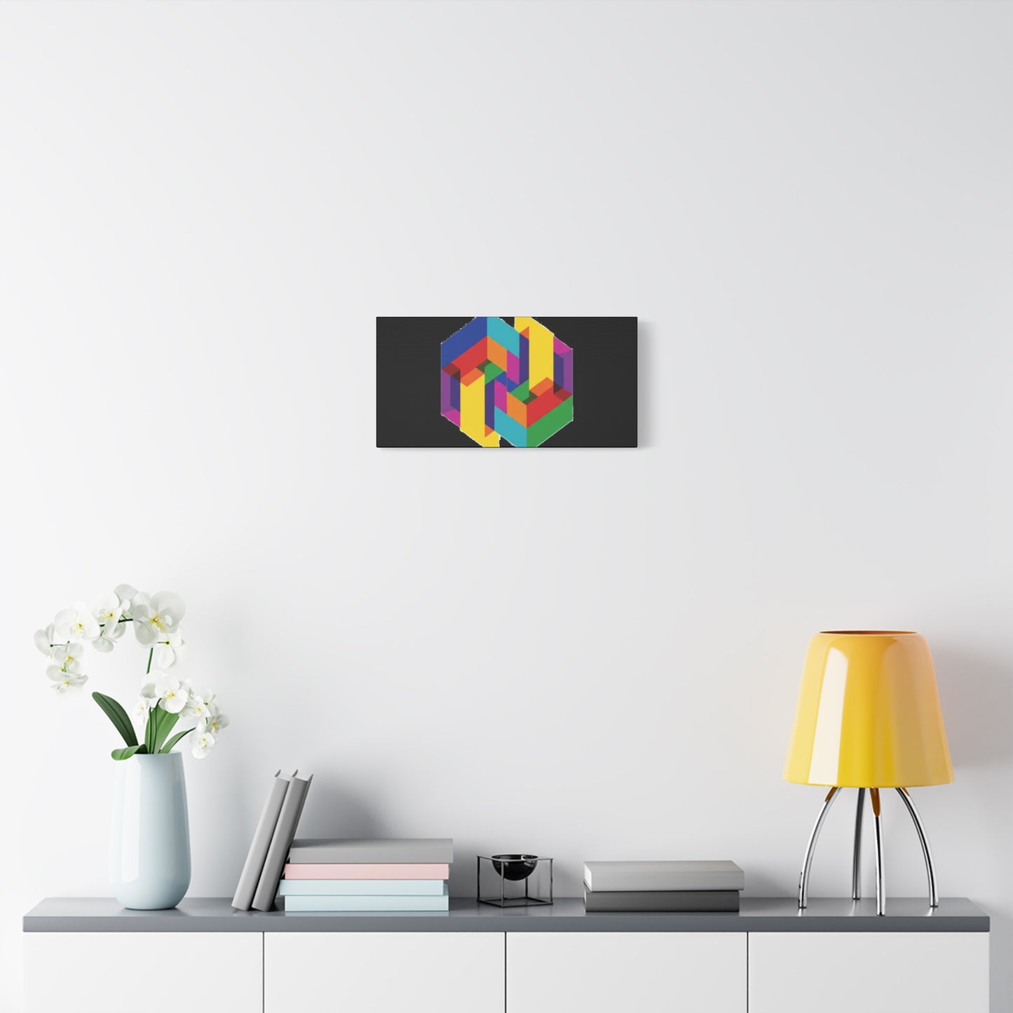 Colorful Geometric Cube Canvas Print — Modern Abstract Wall Art
