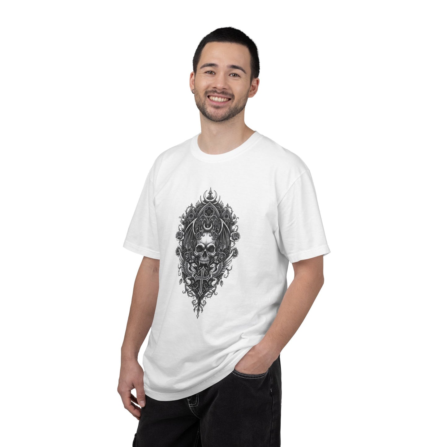 Skull & Cross Key Gothic T-Shirt — Ornate Dark Art Graphic Tee