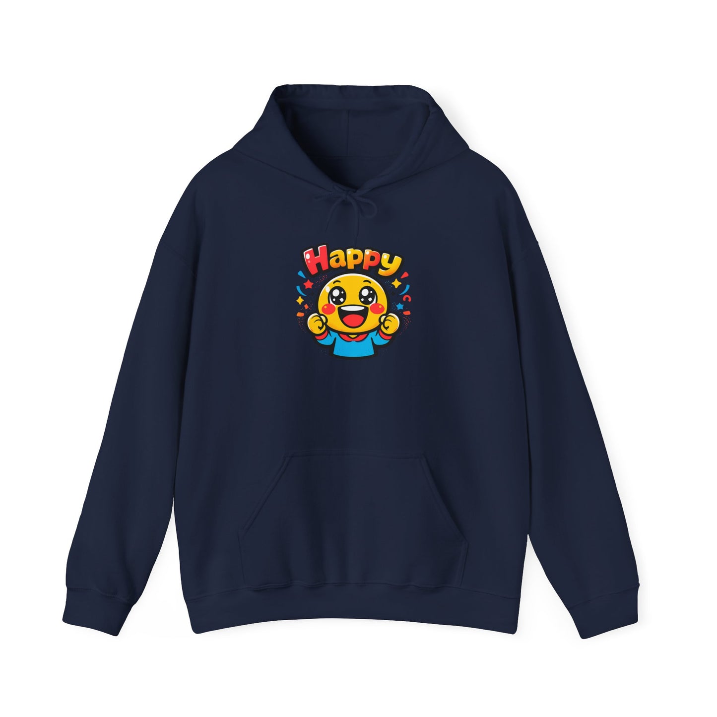 Happy Mood Face Hoodie | bold cartoon, thick outline kawaii emoji