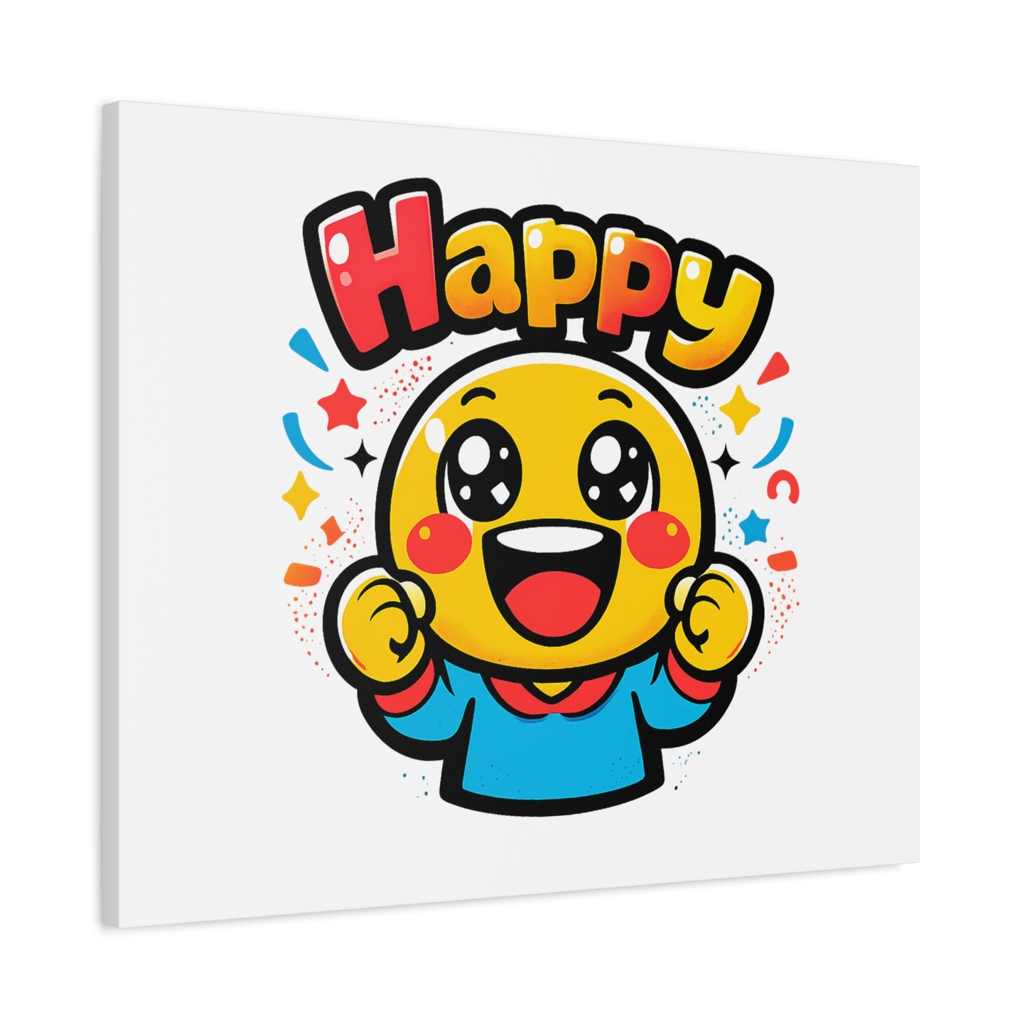 Happy Emoji Cartoon Canvas | Bold Cartoon, Thick Outline, Kawaii Minimal
