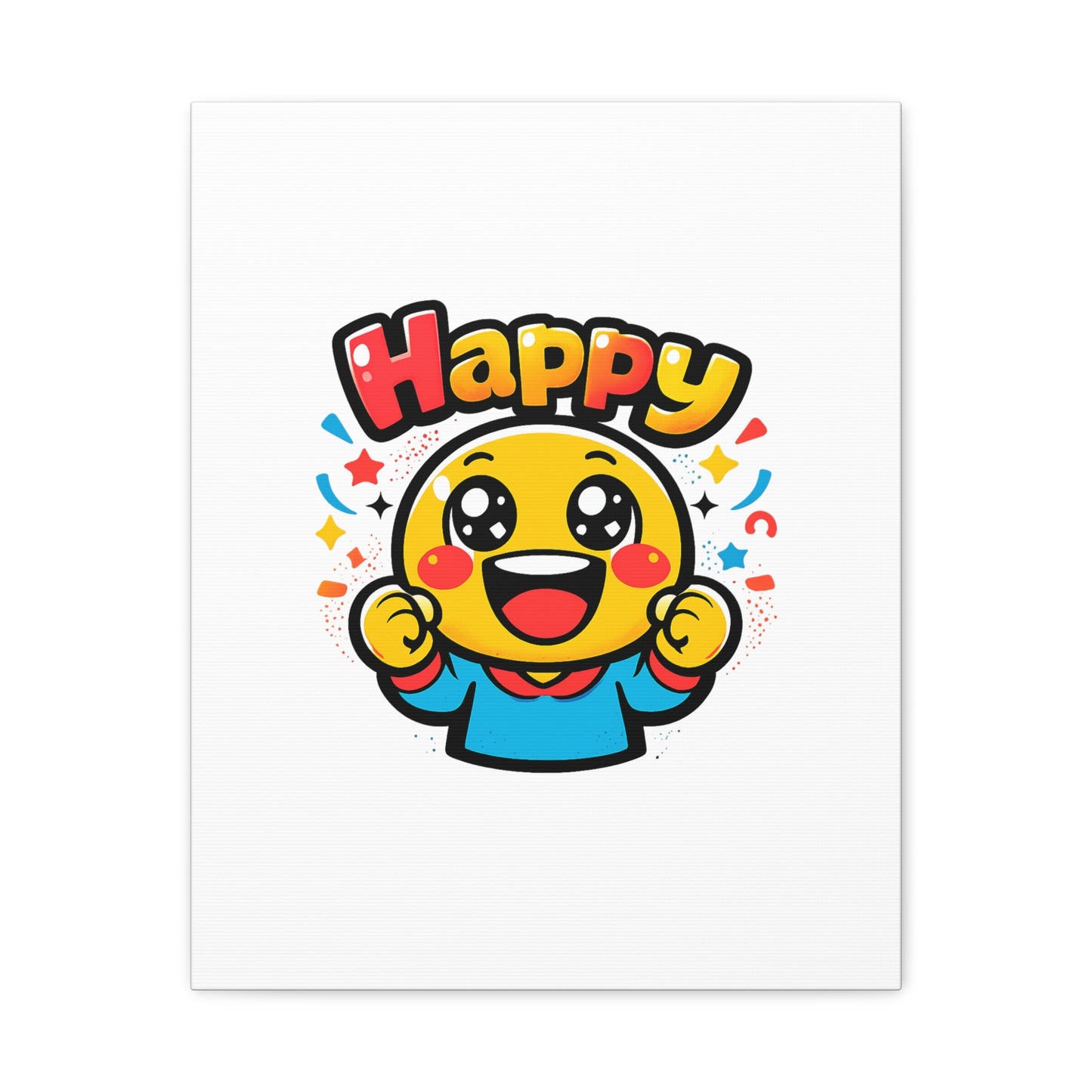 Happy Emoji Cartoon Canvas | Bold Cartoon, Thick Outline, Kawaii Minimal