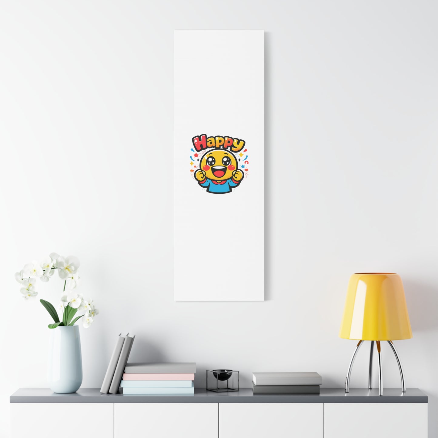 Happy Emoji Cartoon Canvas | Bold Cartoon, Thick Outline, Kawaii Minimal