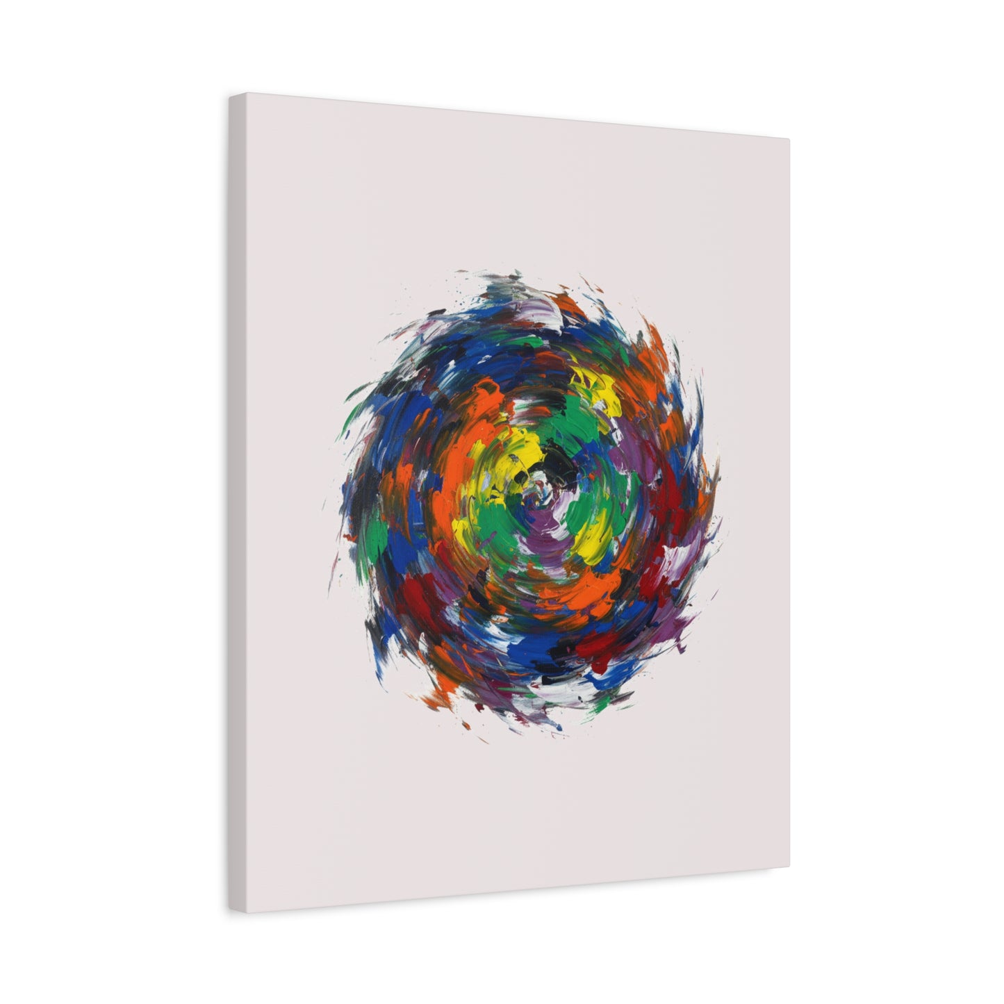 Abstract Color Swirl Canvas - Vibrant Circular Brushstroke Wall Art (Matte Stretched)