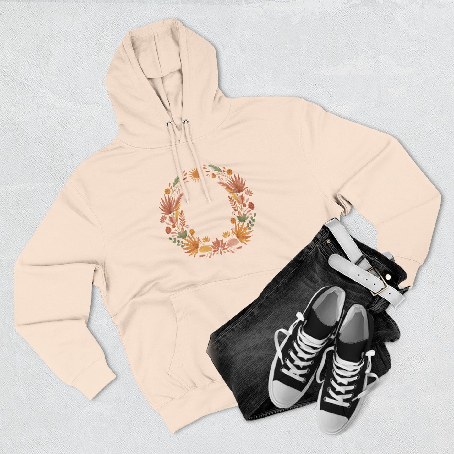 Floral Wreath Hoodie — Autumn Botanical Pullover