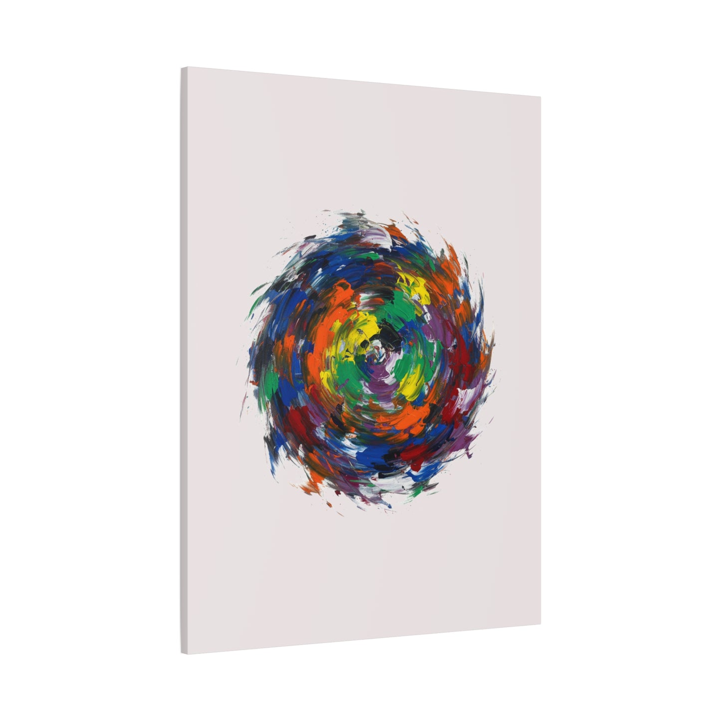 Abstract Color Swirl Canvas - Vibrant Circular Brushstroke Wall Art (Matte Stretched)
