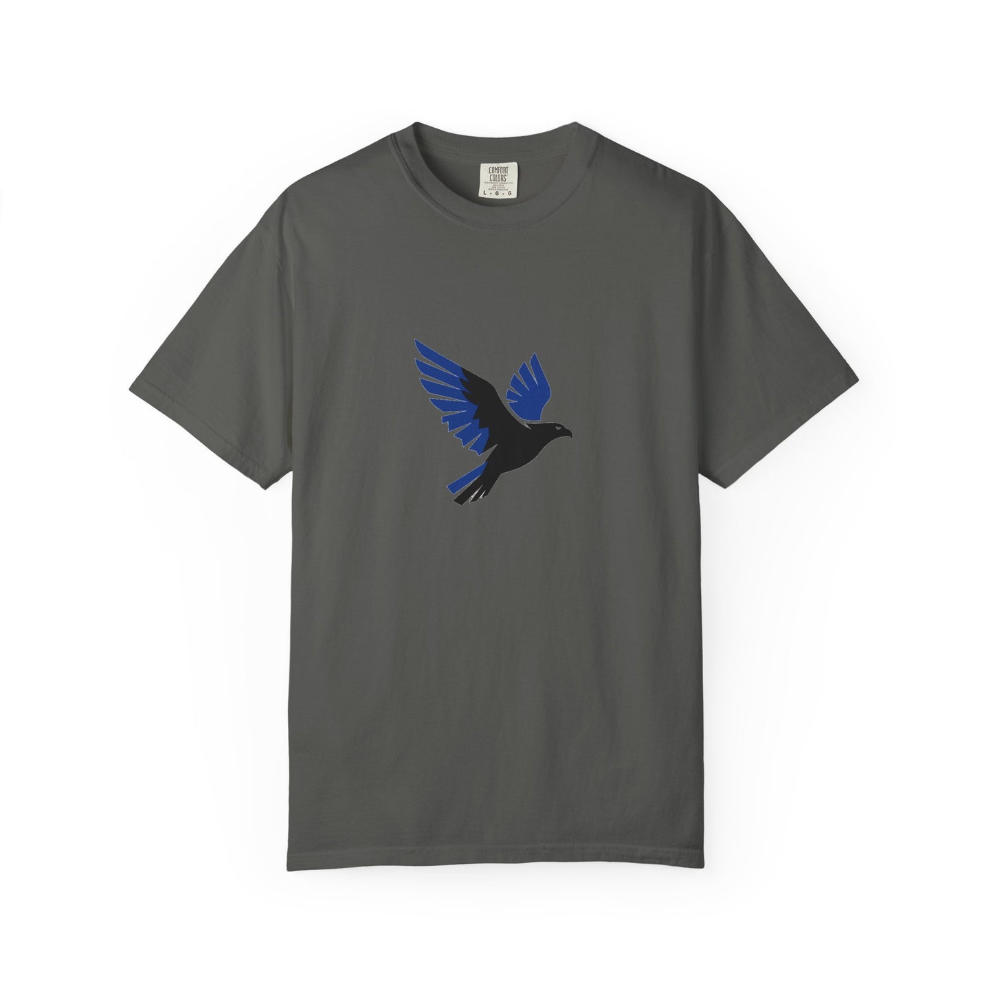 Blue Raven Graphic T-Shirt — Minimal Flying Bird Tee