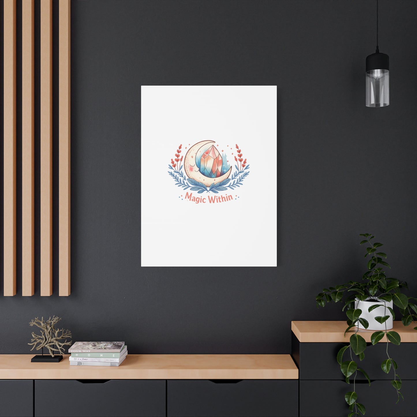 Magic Within Moon Crystal Canvas | witchcore, moon phase, crystals