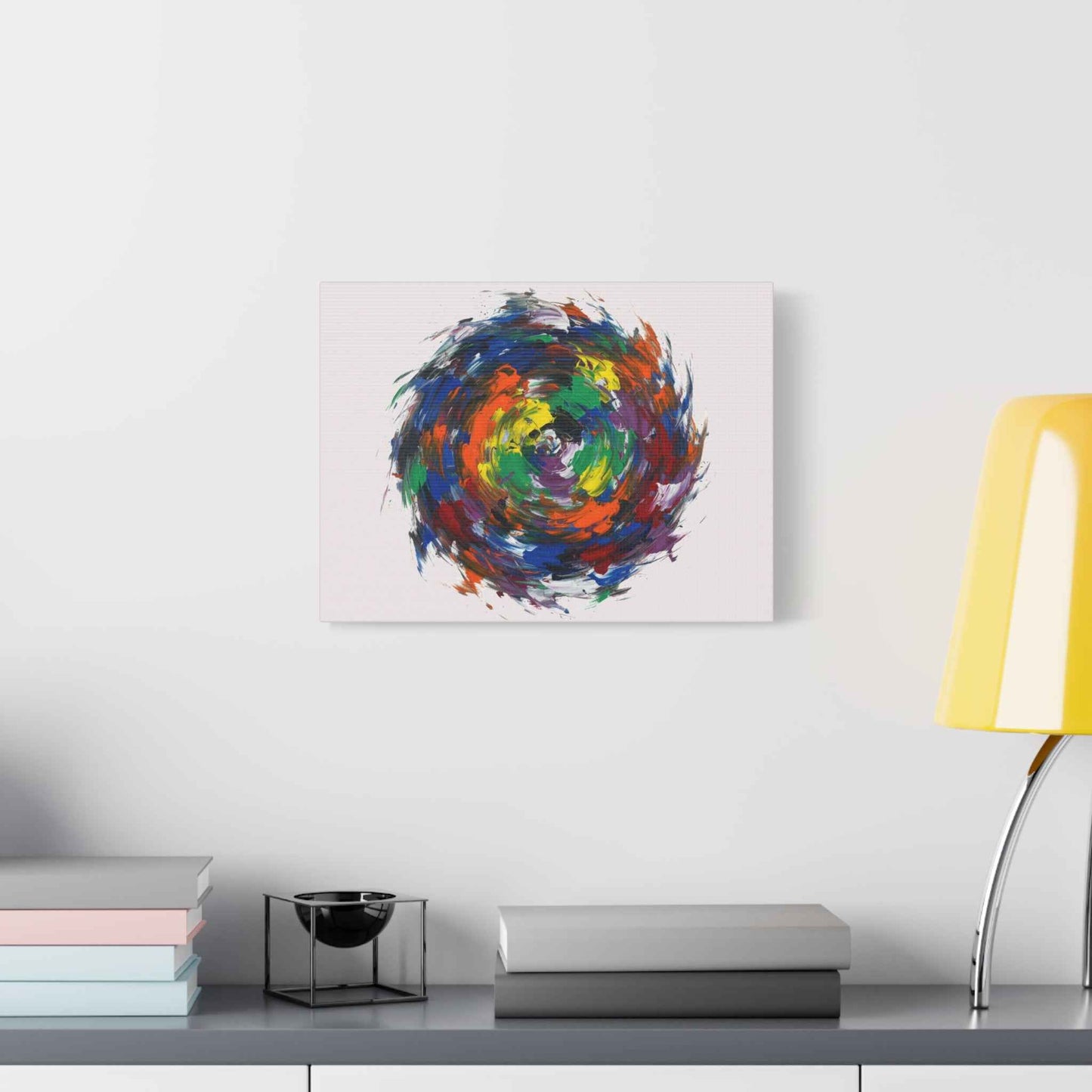 Abstract Color Swirl Canvas - Vibrant Circular Brushstroke Wall Art (Matte Stretched)