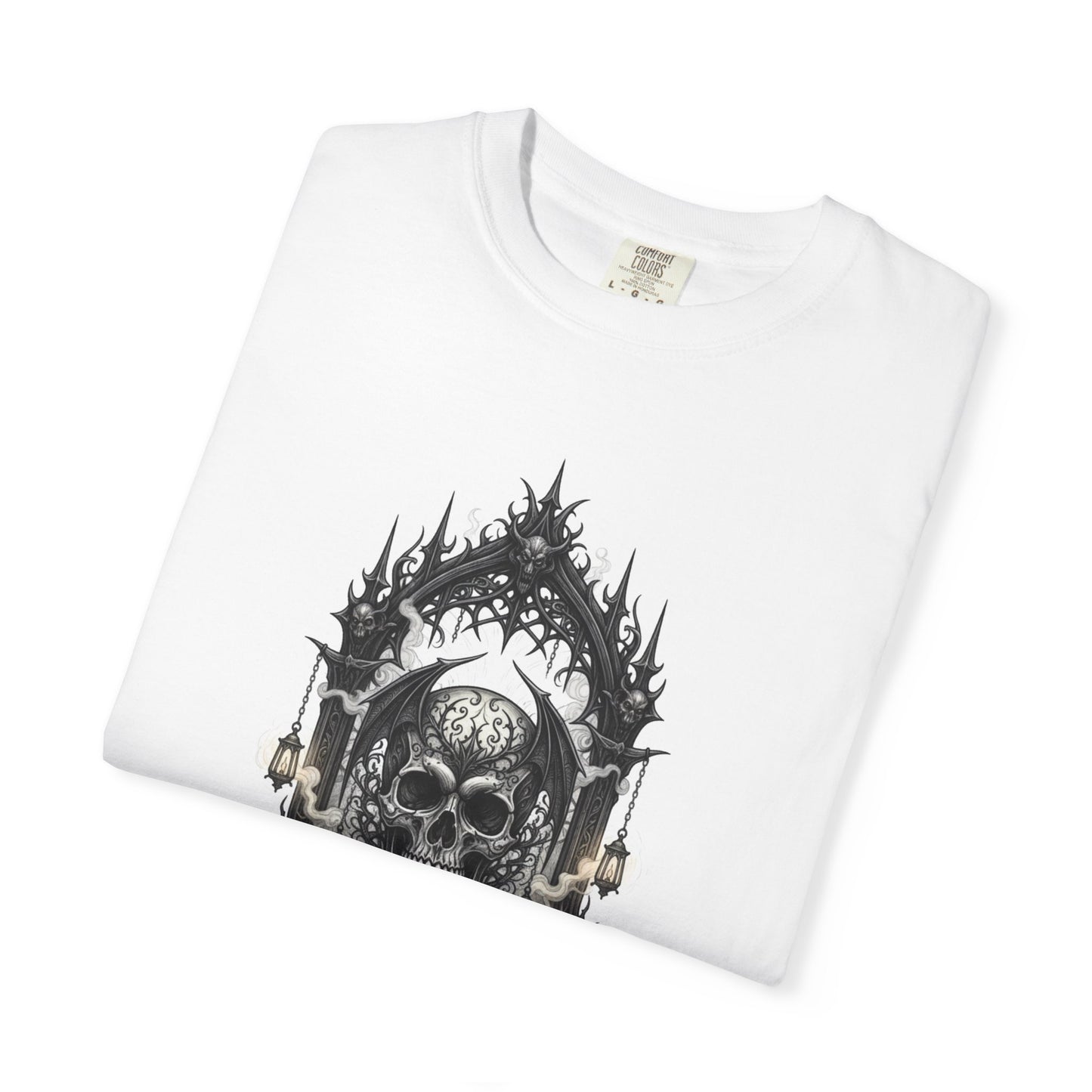 Skull Cathedral T-Shirt — Gothic Skull & Candle Graphic Tee