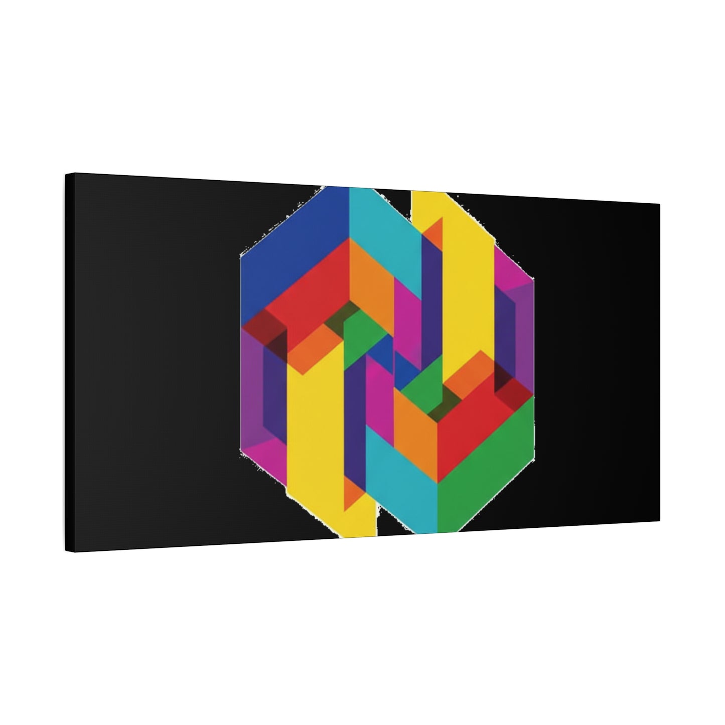 Colorful Geometric Cube Canvas Print — Modern Abstract Wall Art