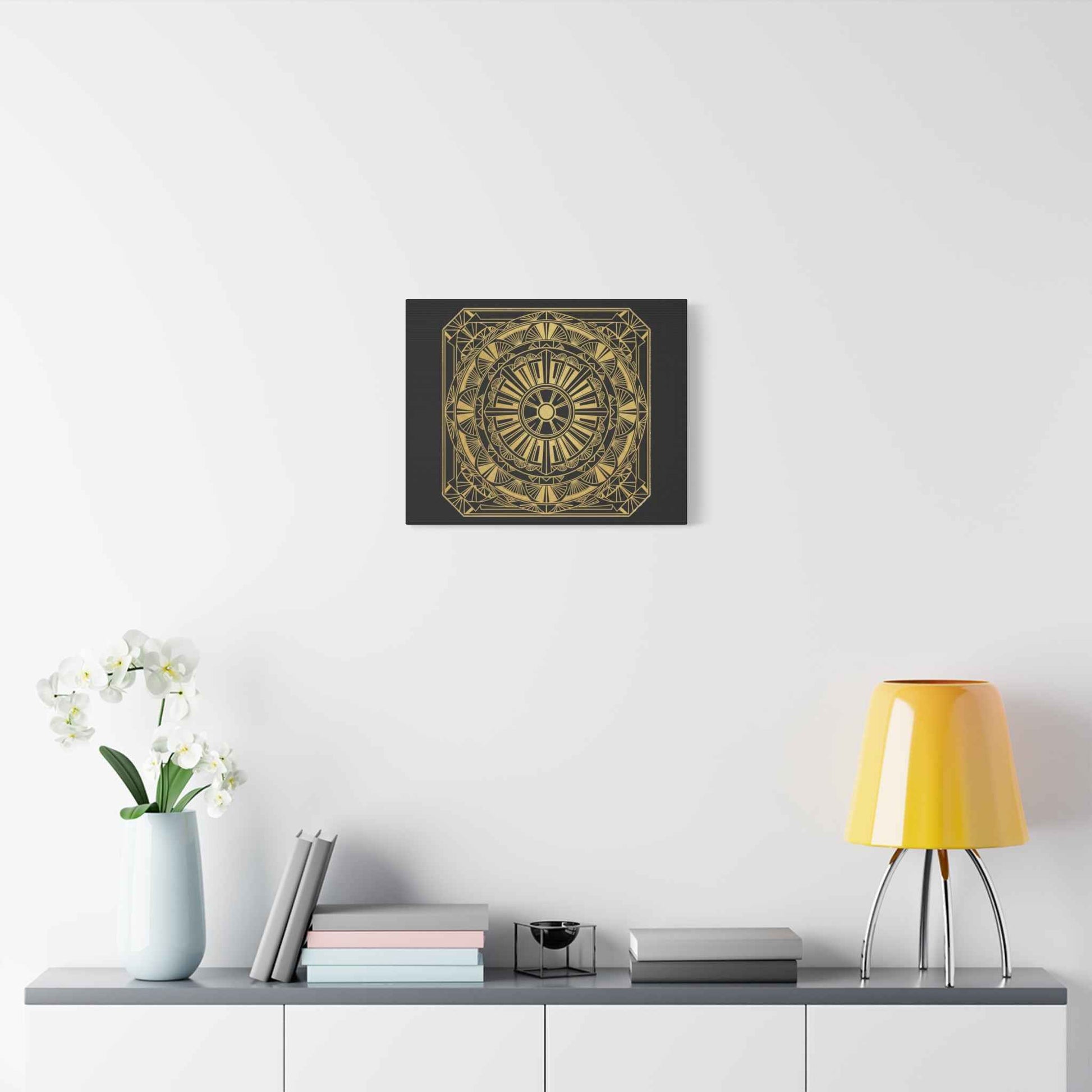 Gold Mandala Canvas Wall Art — Geometric Boho Matte Stretched Canvas