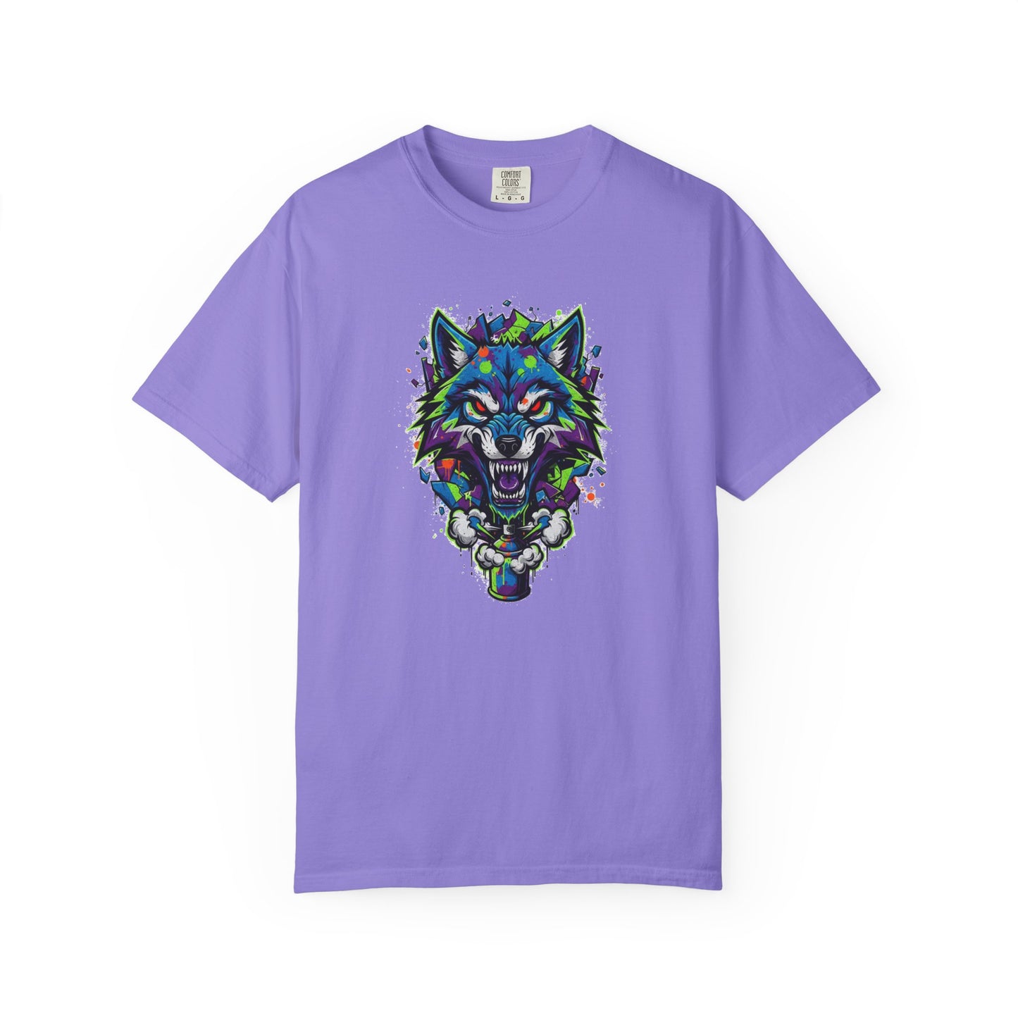 Colorful Geometric Wolf T-Shirt — Vibrant Tribal Wolf Graphic Tee